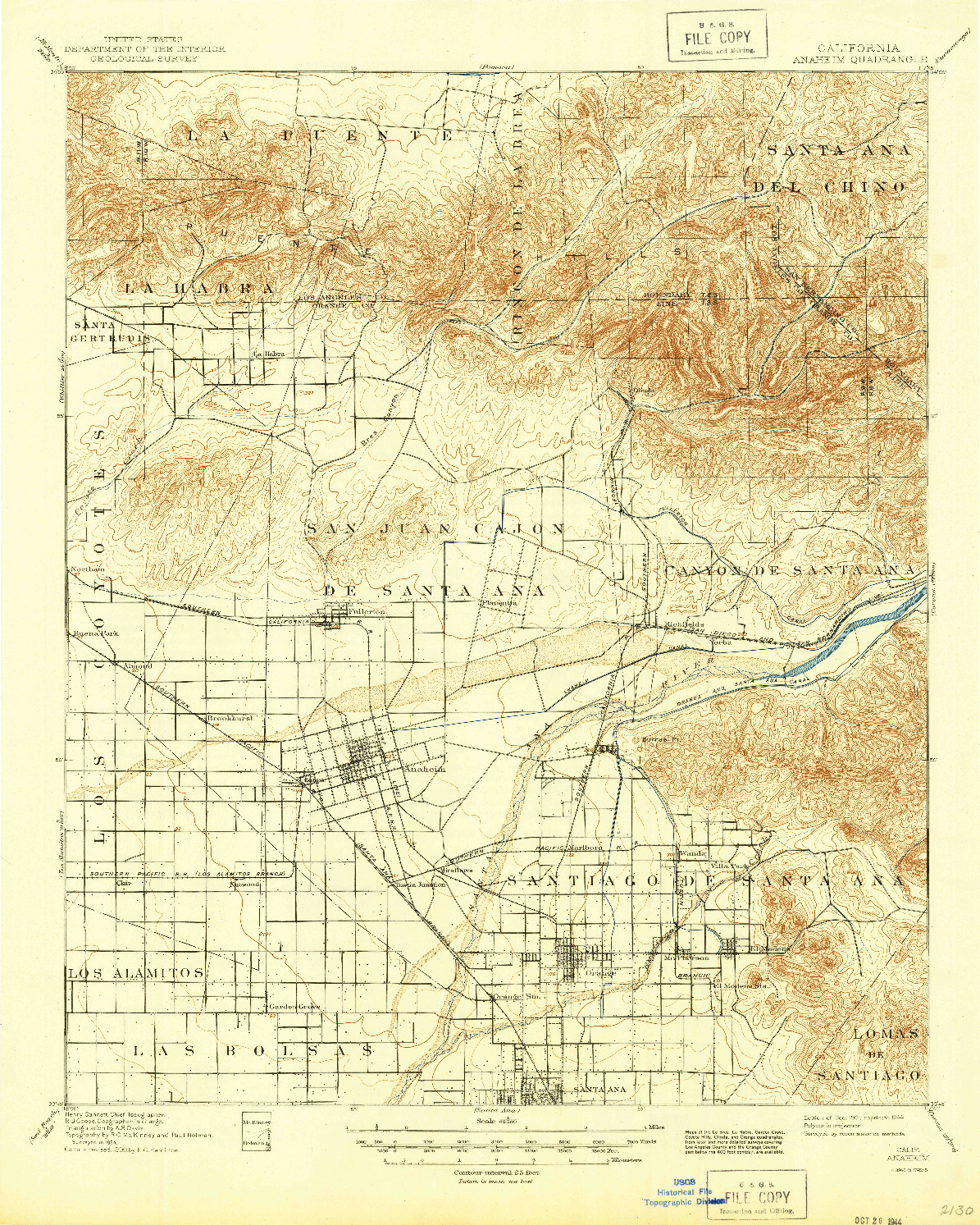 USGS 1:62500-SCALE QUADRANGLE FOR ANAHEIM, CA 1901