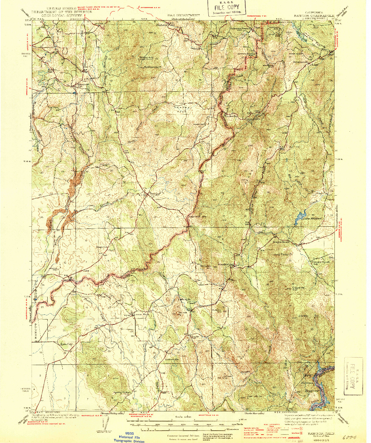 USGS 1:62500-SCALE QUADRANGLE FOR BANGOR, CA 1944