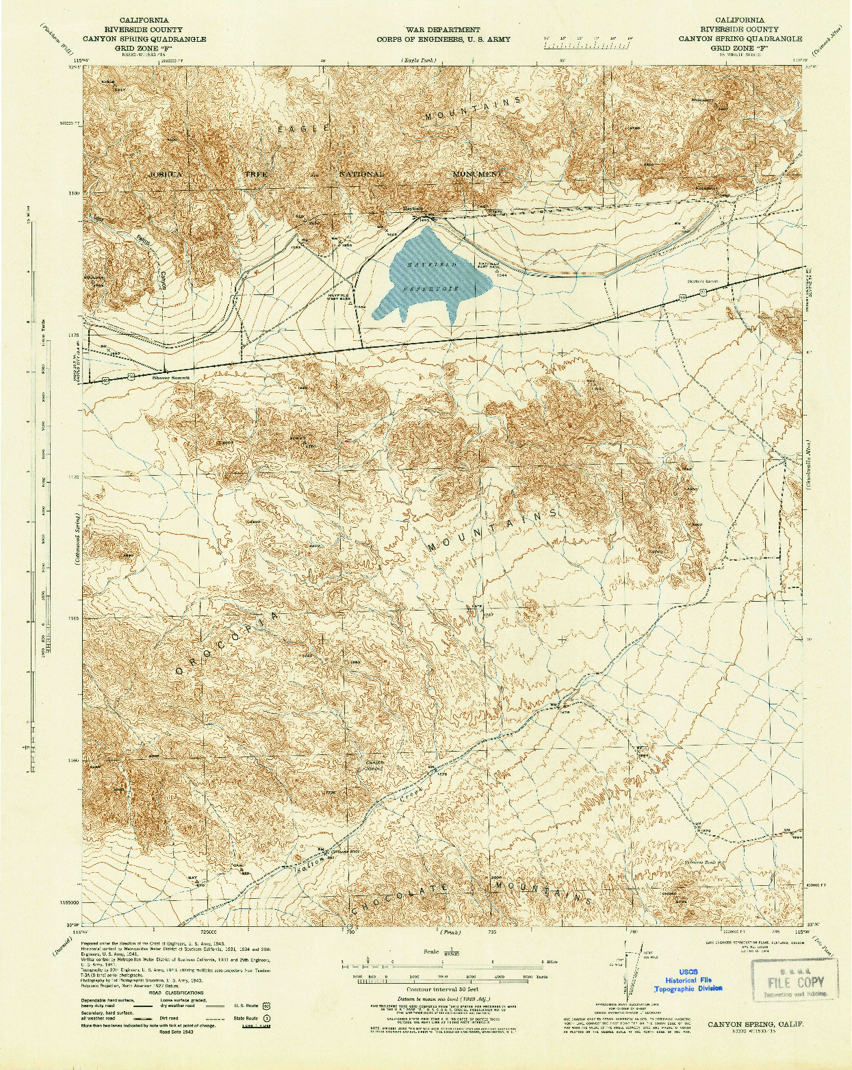 USGS 1:62500-SCALE QUADRANGLE FOR CANYON SPRING, CA 1943