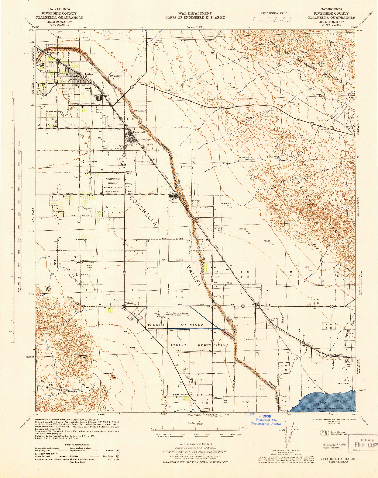 USGS 1:62500-SCALE QUADRANGLE FOR COACHELLA, CA 1943