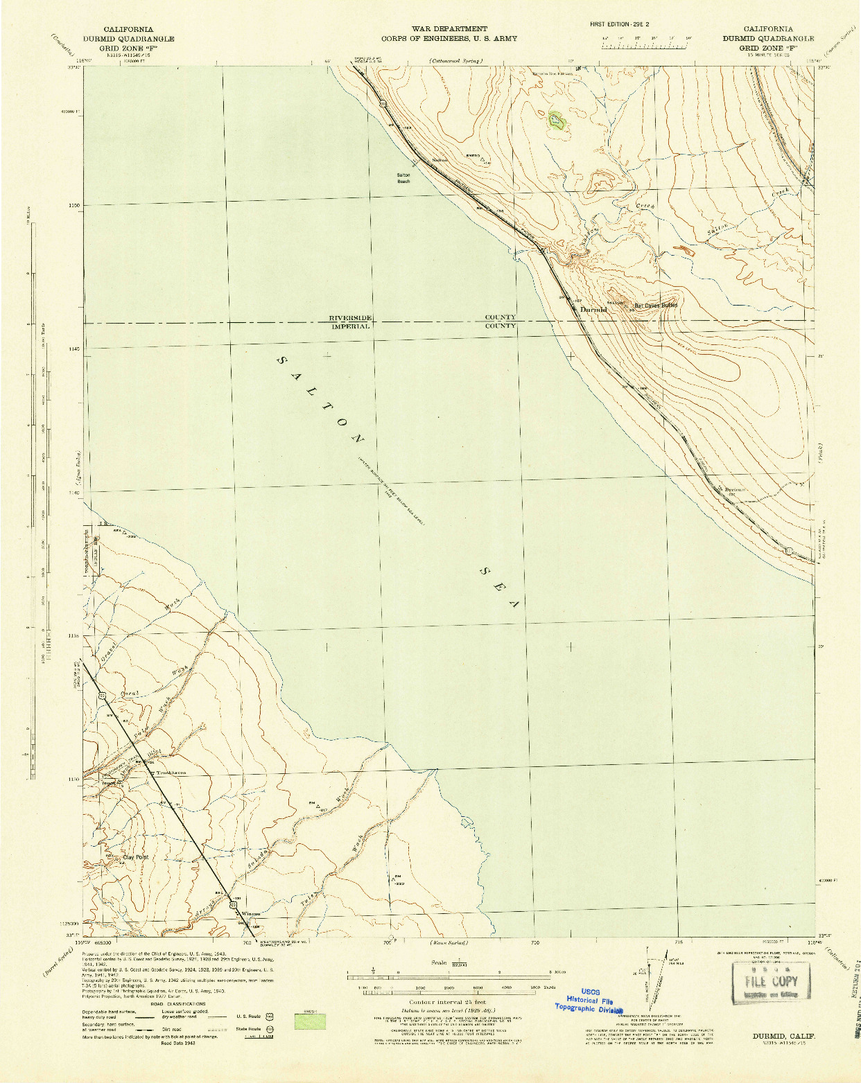 USGS 1:62500-SCALE QUADRANGLE FOR DURMID, CA 1944
