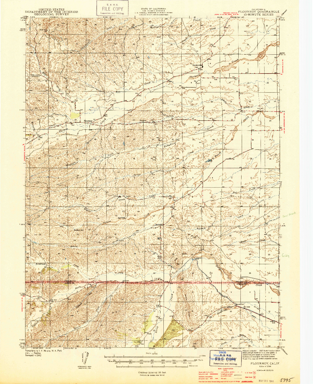 USGS 1:62500-SCALE QUADRANGLE FOR FLOURNOY, CA 1944