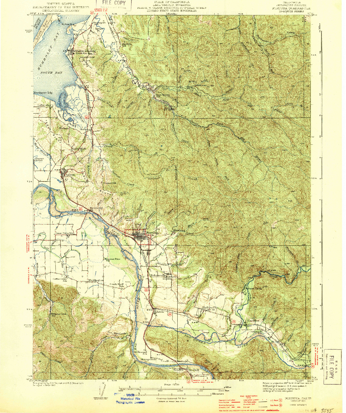 USGS 1:62500-SCALE QUADRANGLE FOR FORTUNA, CA 1944