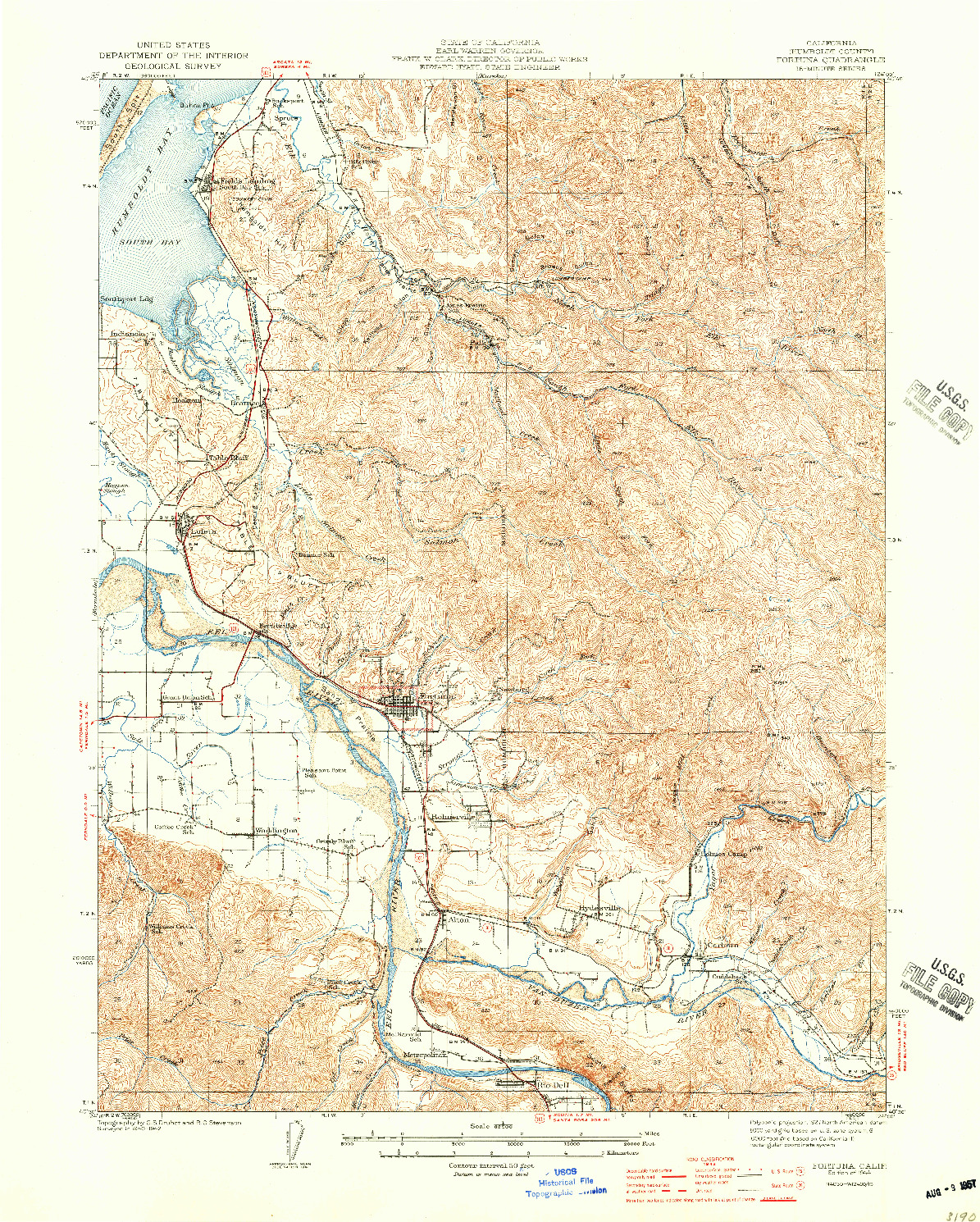 USGS 1:62500-SCALE QUADRANGLE FOR FORTUNA, CA 1944