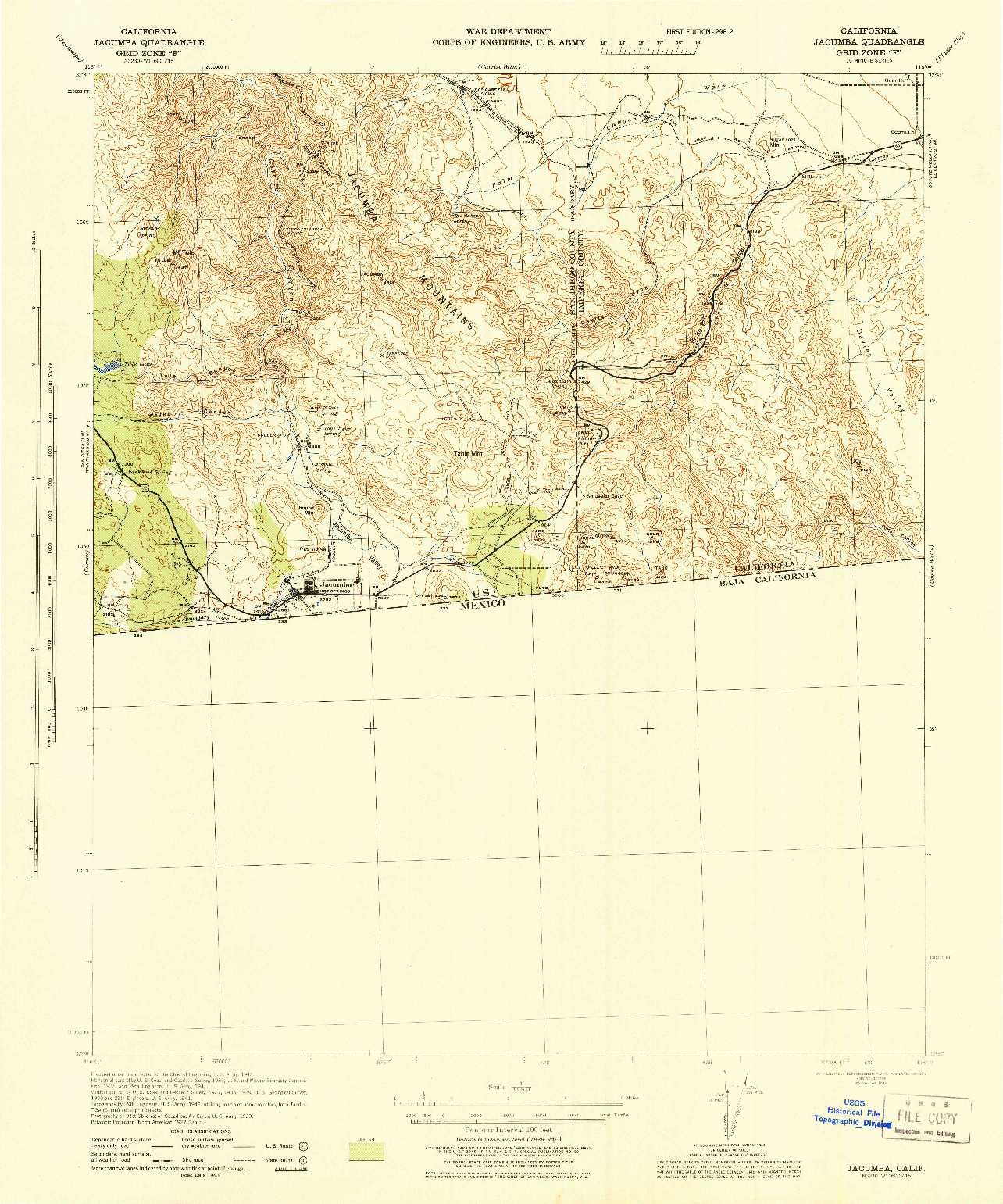 USGS 1:62500-SCALE QUADRANGLE FOR JACUMBA, CA 1942