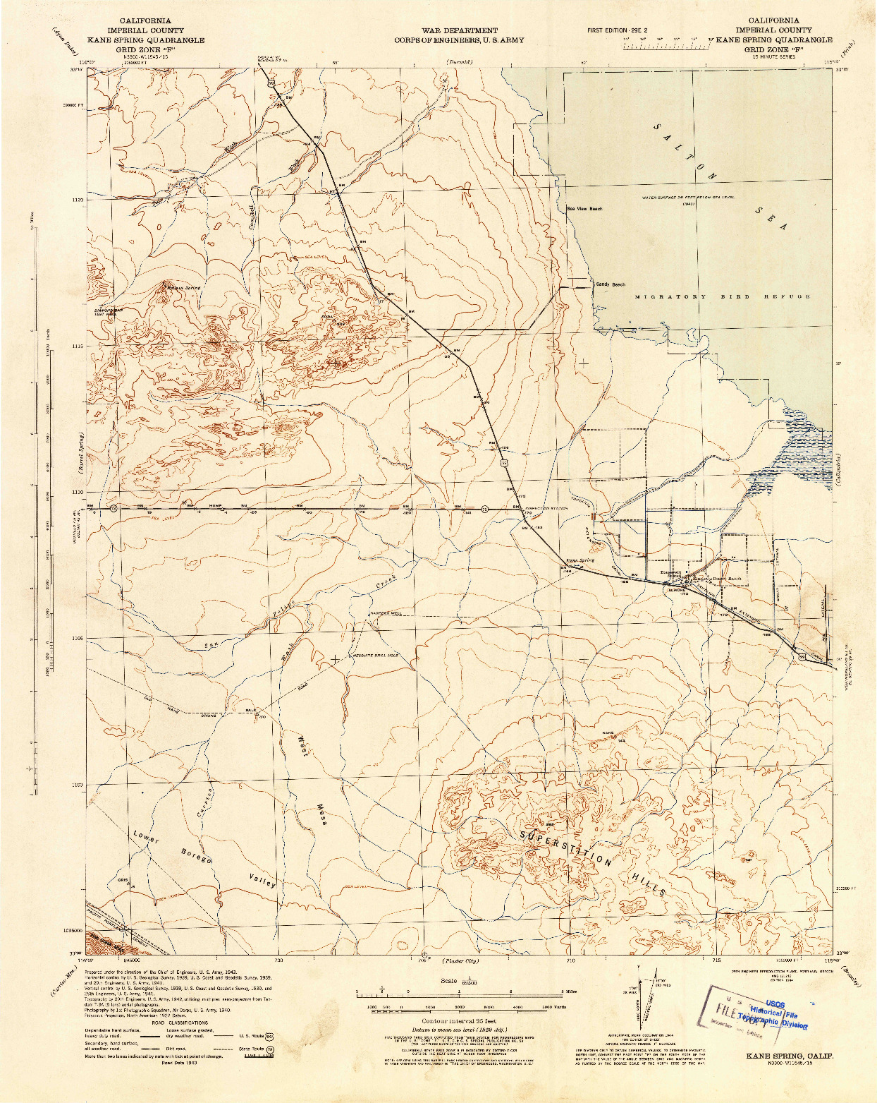 USGS 1:62500-SCALE QUADRANGLE FOR KANE SPRING, CA 1944