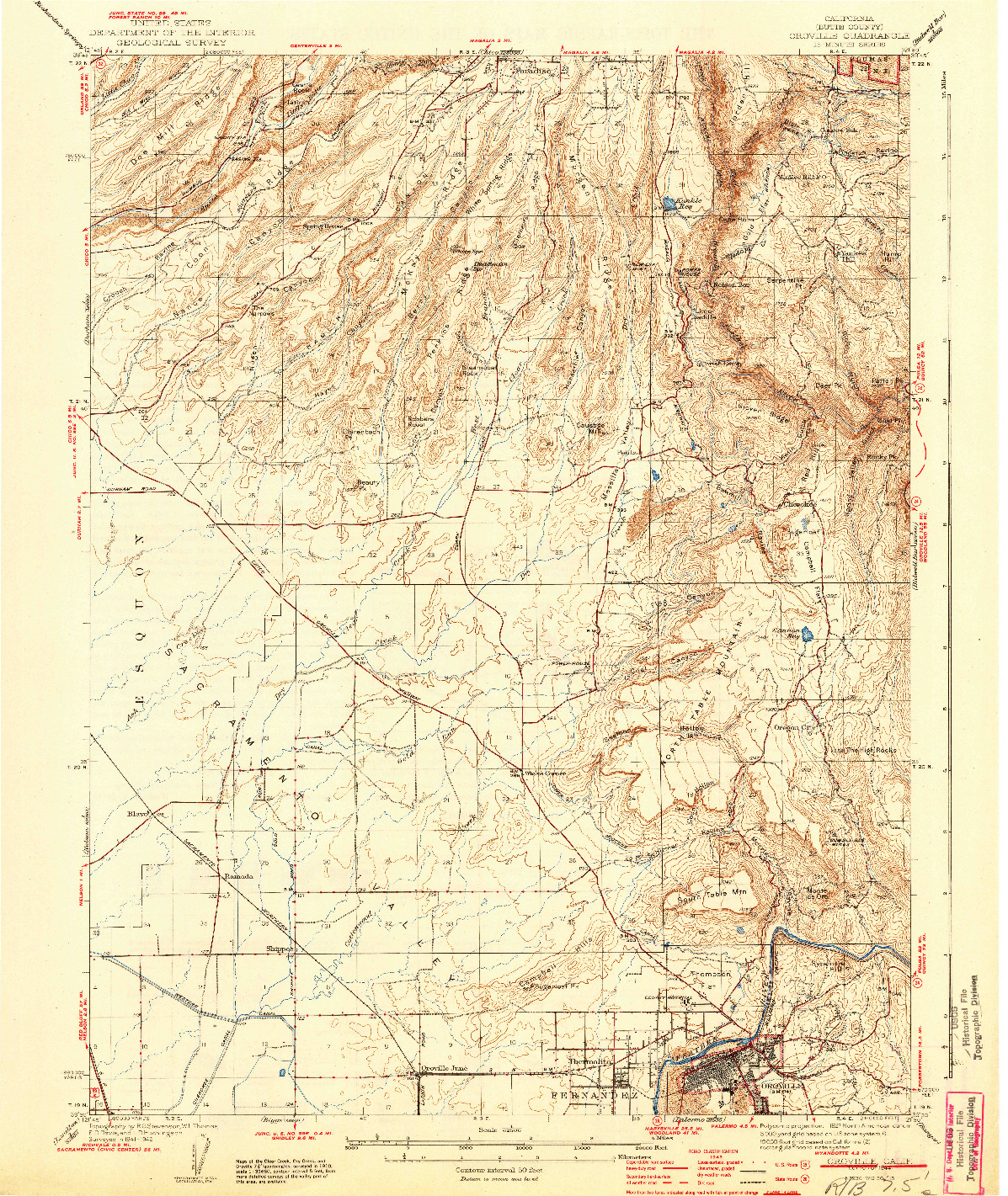 USGS 1:62500-SCALE QUADRANGLE FOR OROVILLE, CA 1944