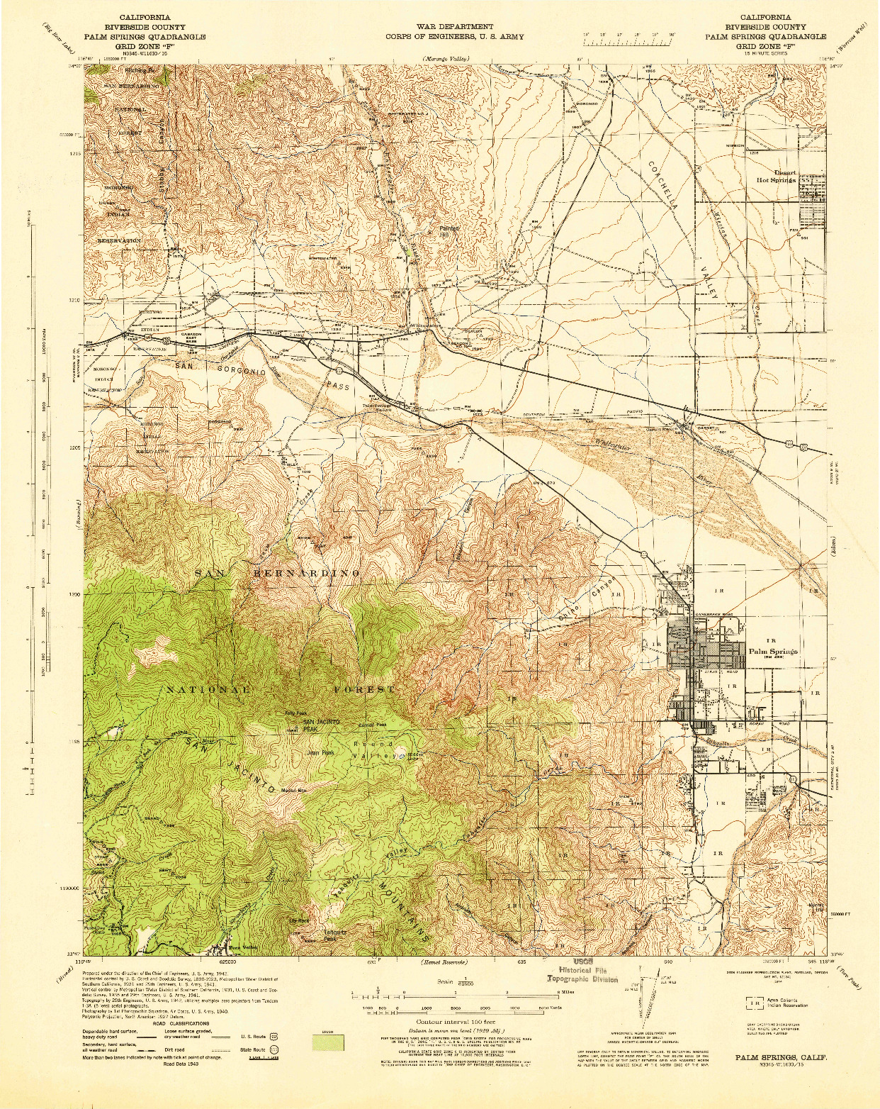 USGS 1:62500-SCALE QUADRANGLE FOR PALM SPRINGS, CA 1944