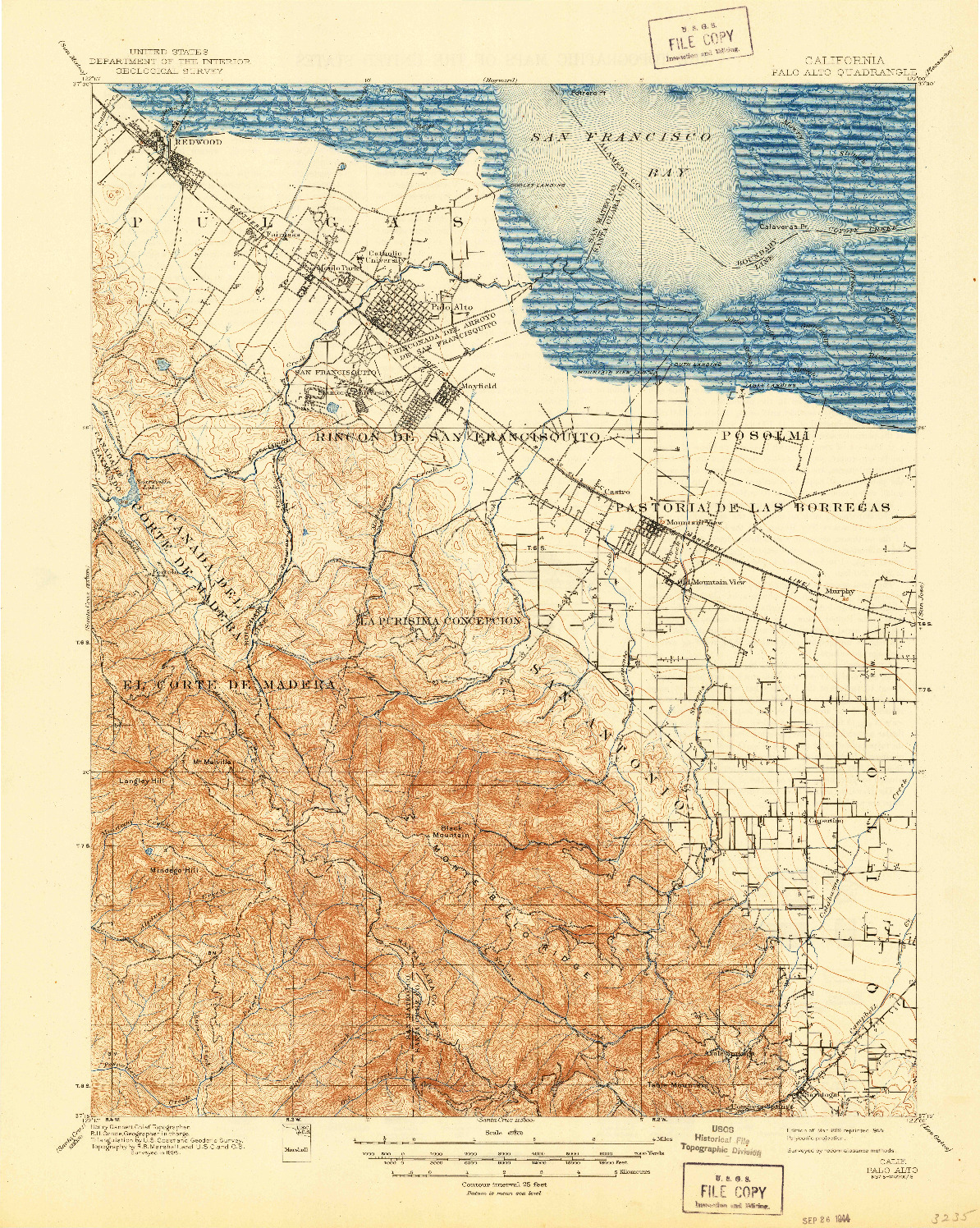 USGS 1:62500-SCALE QUADRANGLE FOR PALO ALTO, CA 1899