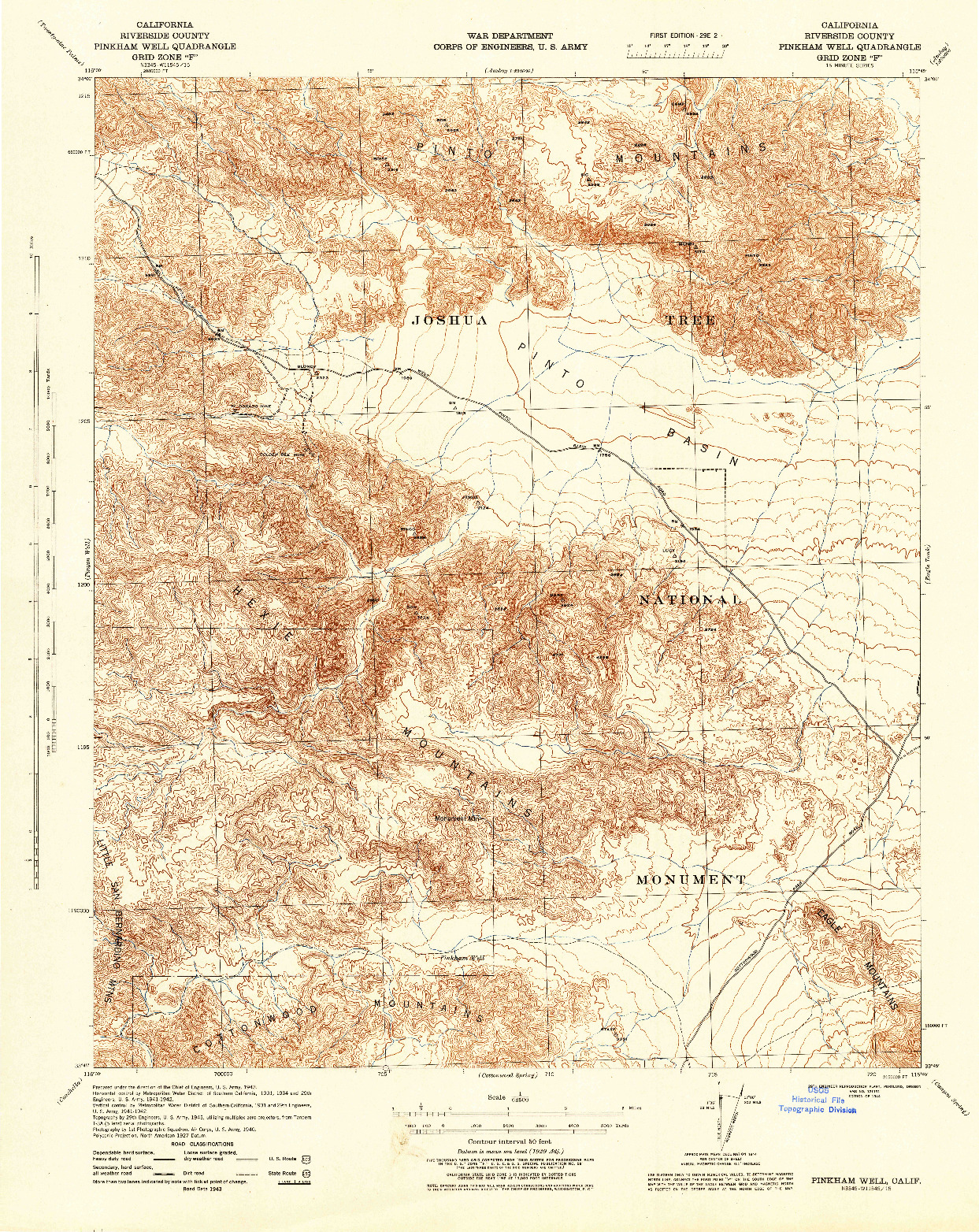 USGS 1:62500-SCALE QUADRANGLE FOR PINKHAM WELL, CA 1944