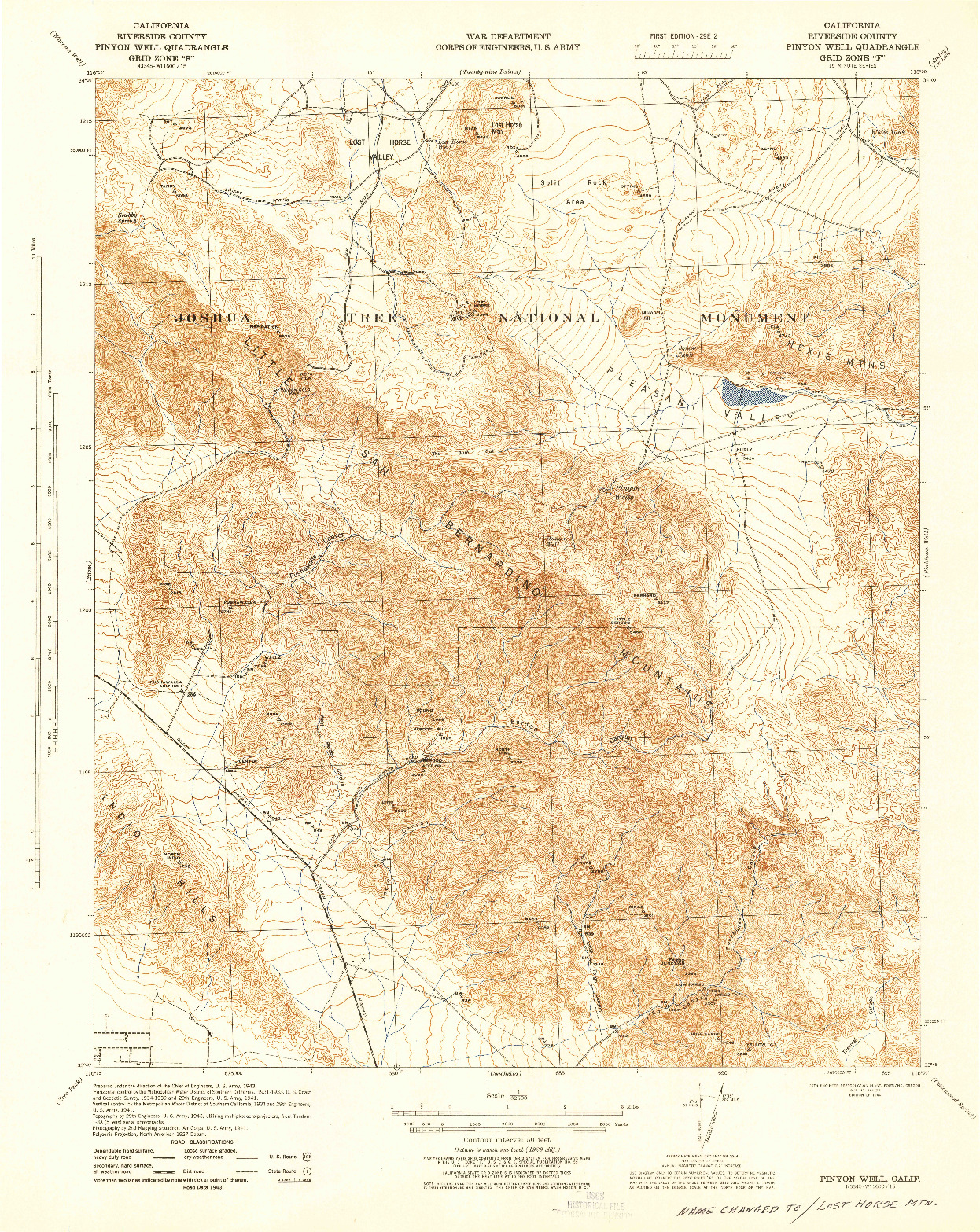 USGS 1:62500-SCALE QUADRANGLE FOR PINYON WELL, CA 1944
