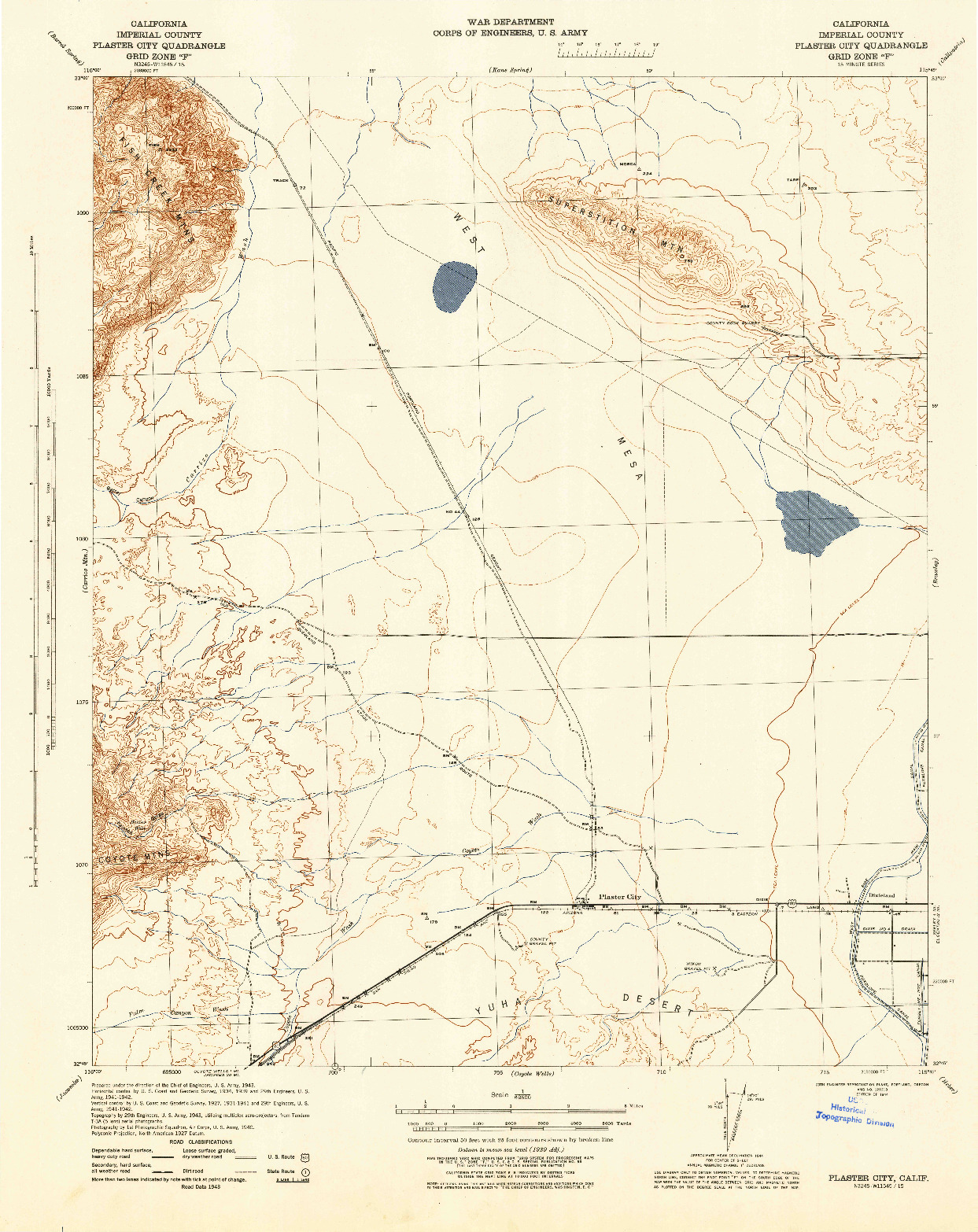 USGS 1:62500-SCALE QUADRANGLE FOR PLASTER CITY, CA 1944