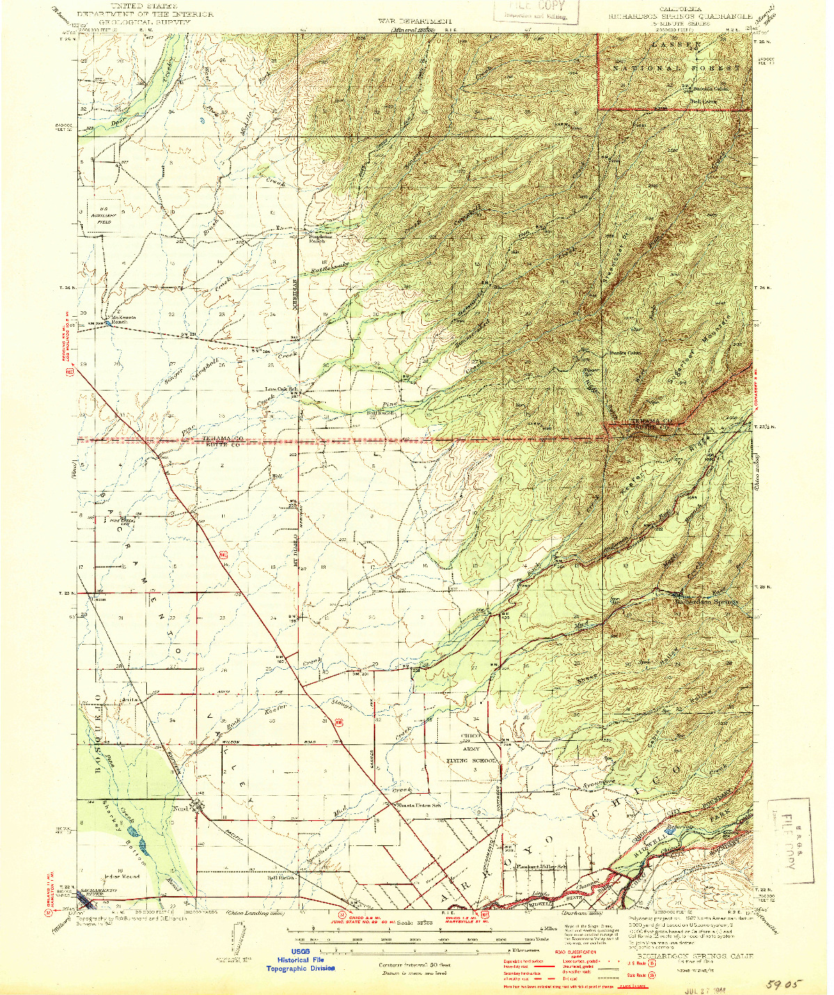 USGS 1:62500-SCALE QUADRANGLE FOR RICHARDSON SPRINGS, CA 1944