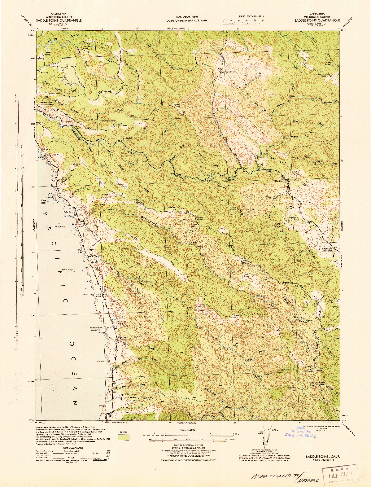 USGS 1:62500-SCALE QUADRANGLE FOR SADDLE POINT, CA 1944