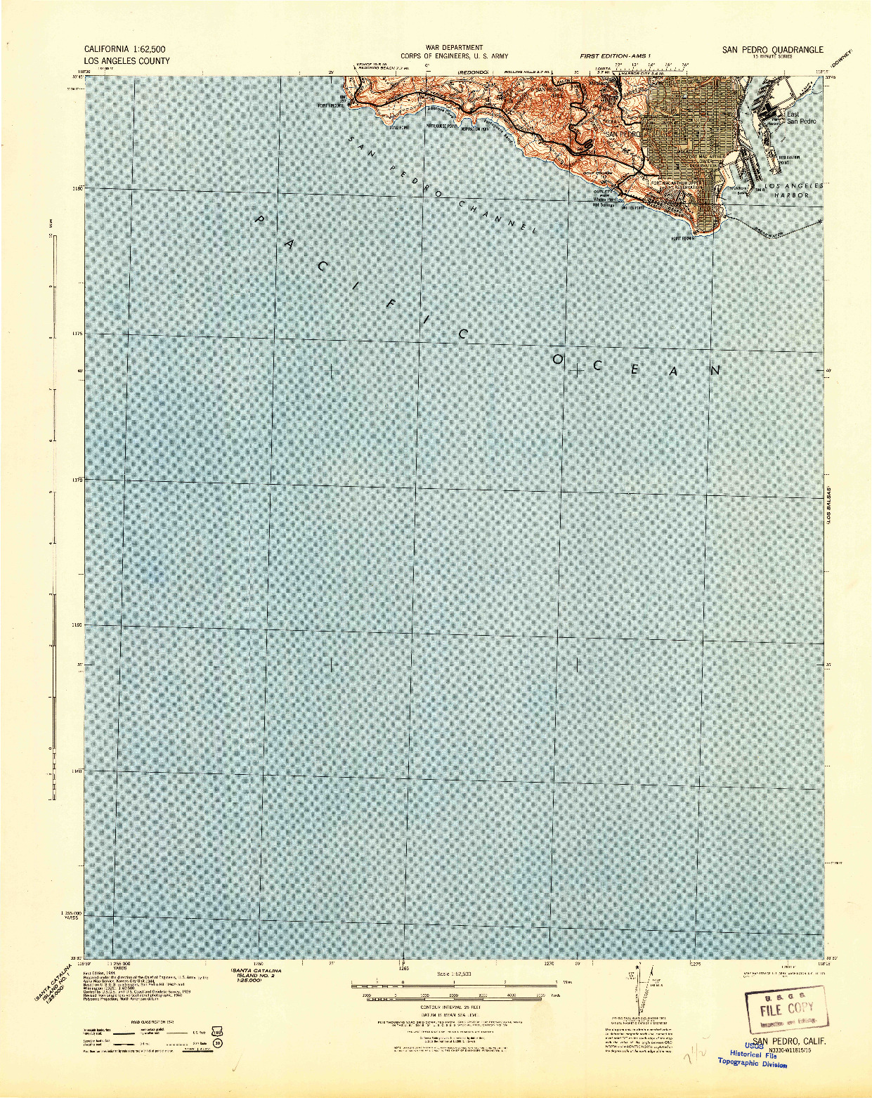 USGS 1:62500-SCALE QUADRANGLE FOR SAN PEDRO, CA 1944