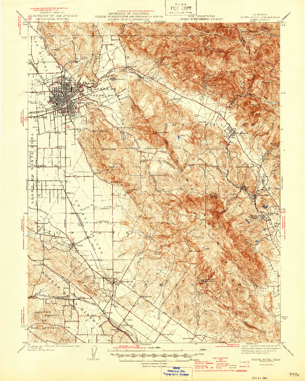 USGS 1:62500-SCALE QUADRANGLE FOR SANTA ROSA, CA 1944