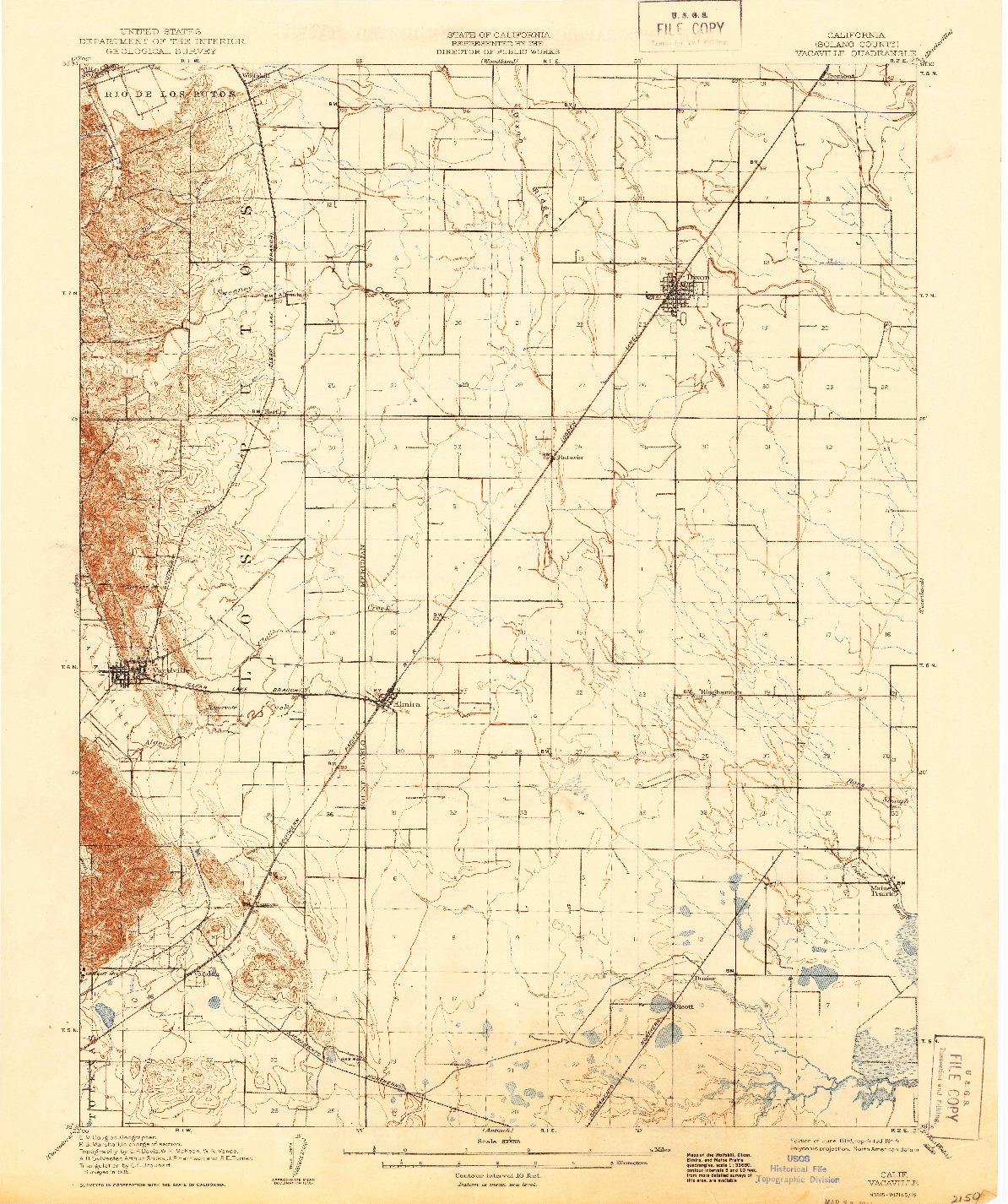USGS 1:62500-SCALE QUADRANGLE FOR VACAVILLE, CA 1908