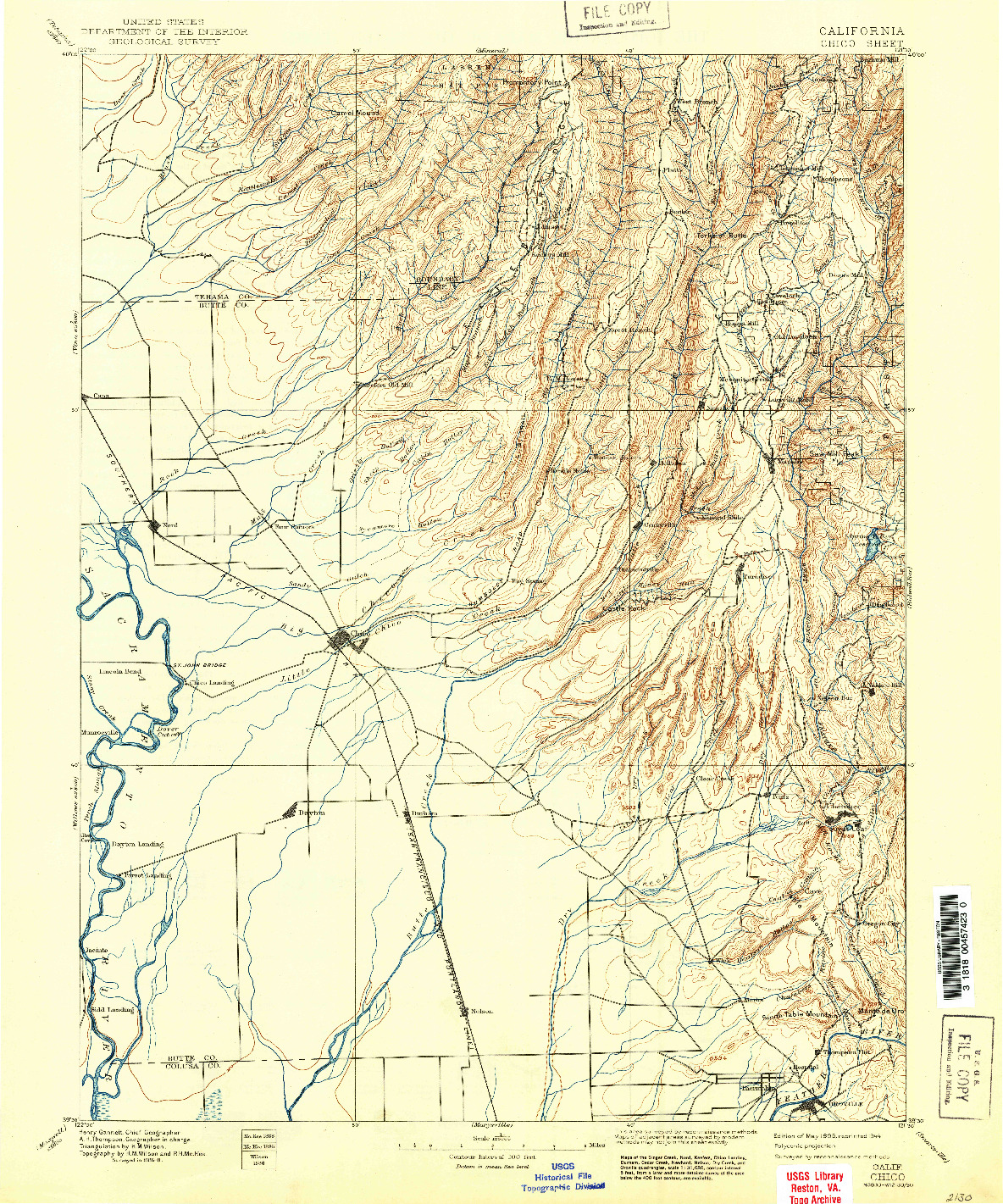 USGS 1:125000-SCALE QUADRANGLE FOR CHICO, CA 1895