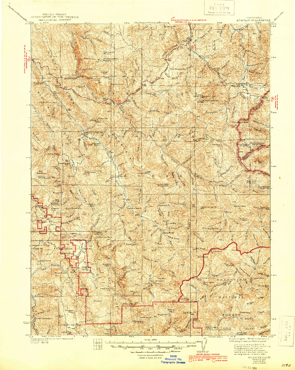 USGS 1:125000-SCALE QUADRANGLE FOR HOAGLIN, CA 1935