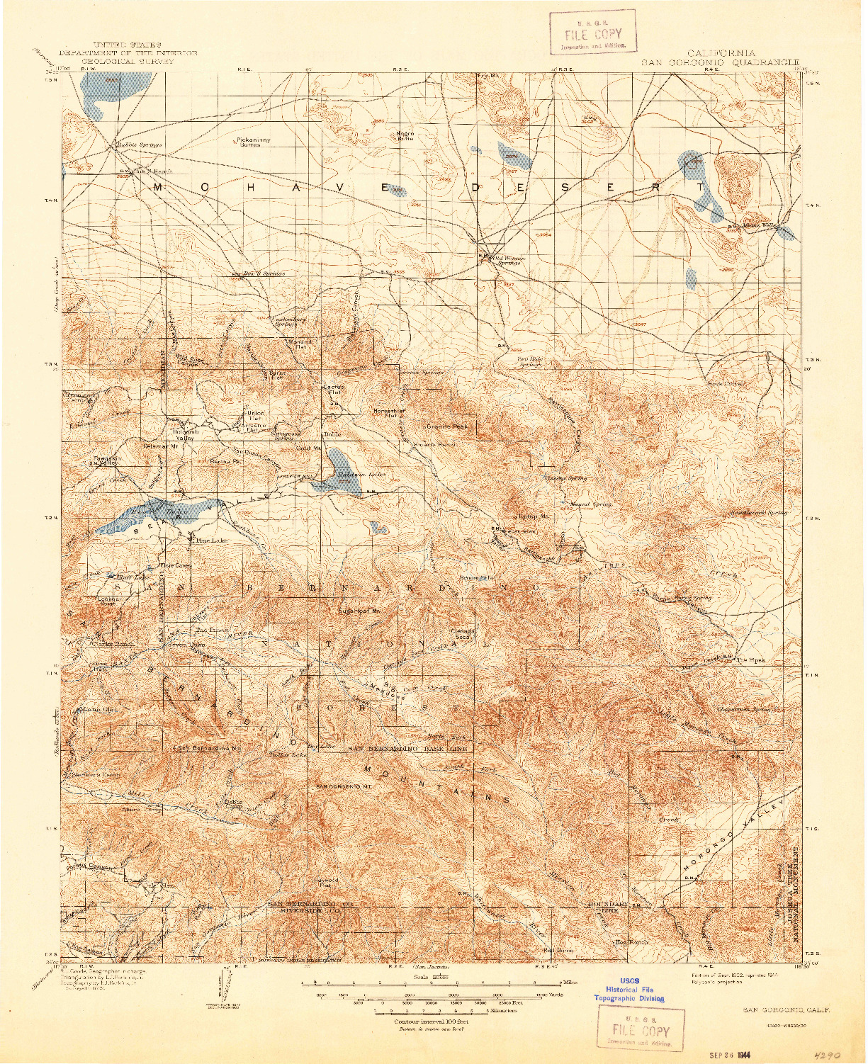 USGS 1:125000-SCALE QUADRANGLE FOR SAN GORGONIO, CA 1902