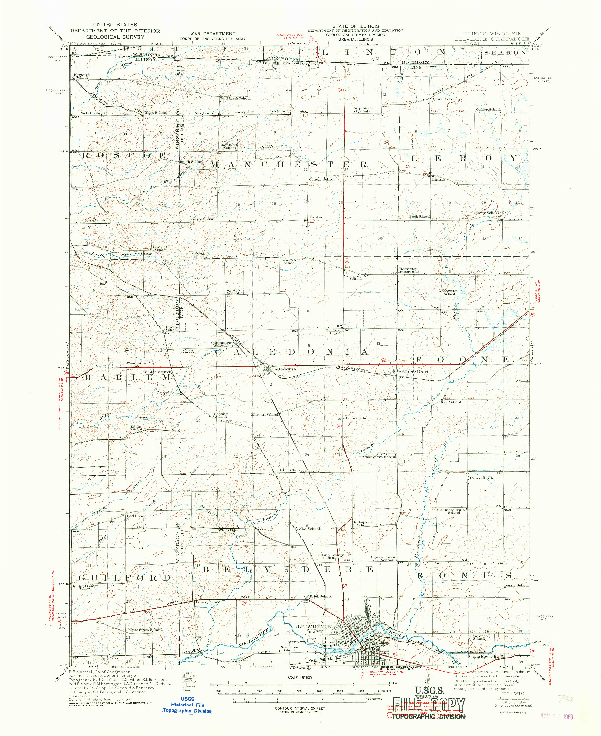 USGS 1:62500-SCALE QUADRANGLE FOR BELVIDERE, IL 1944