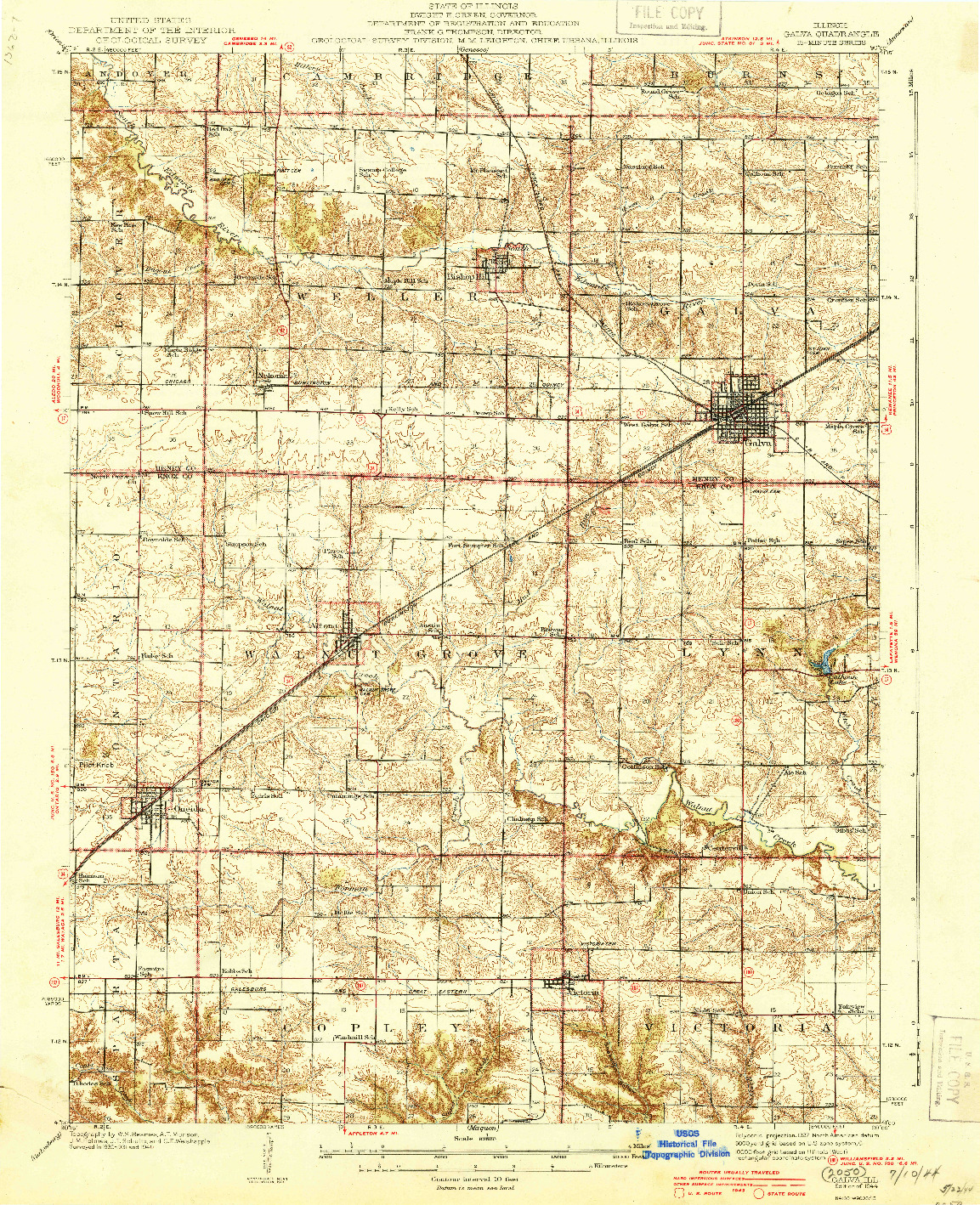 USGS 1:62500-SCALE QUADRANGLE FOR GALVA, IL 1944