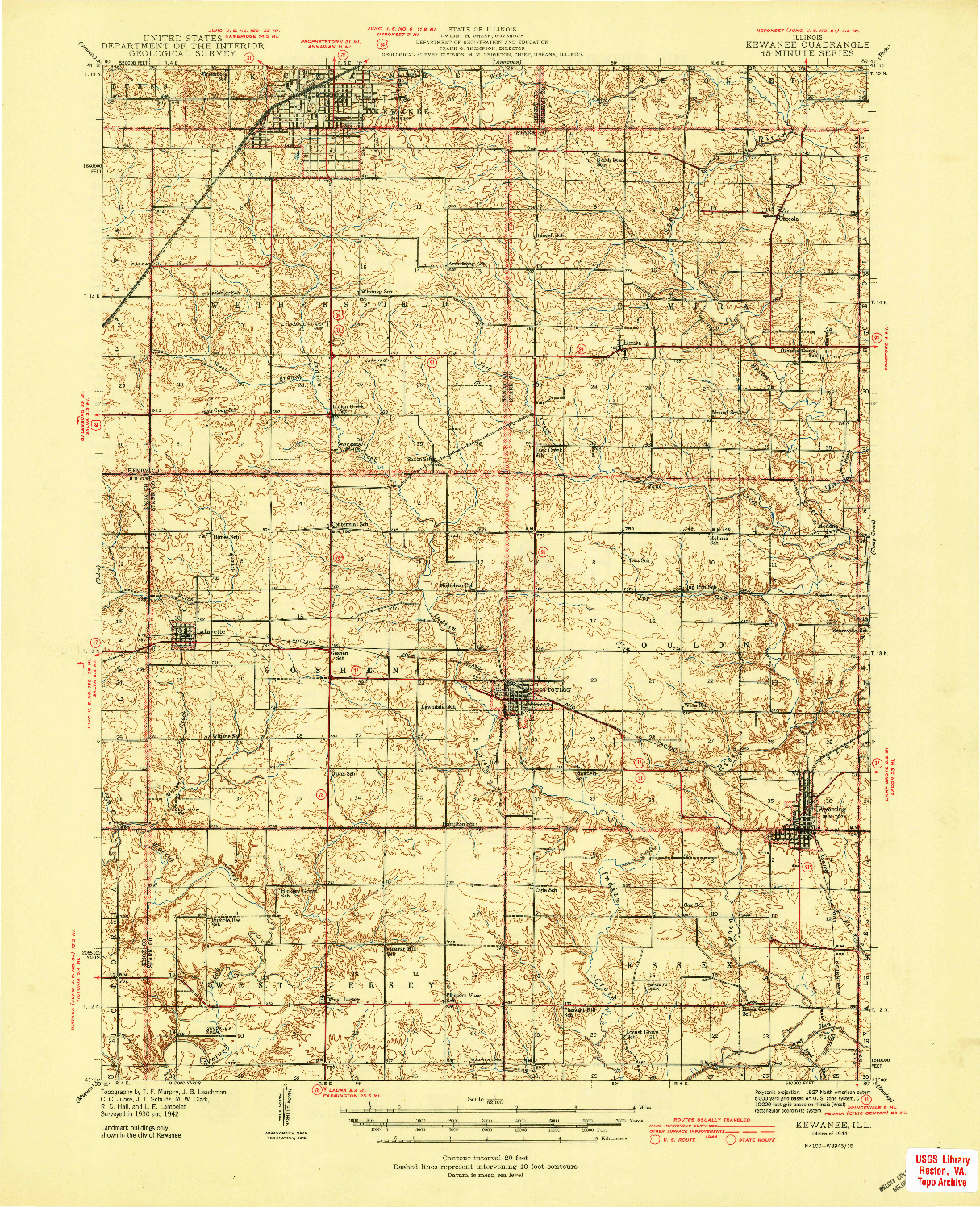 USGS 1:62500-SCALE QUADRANGLE FOR KEWANEE, IL 1944