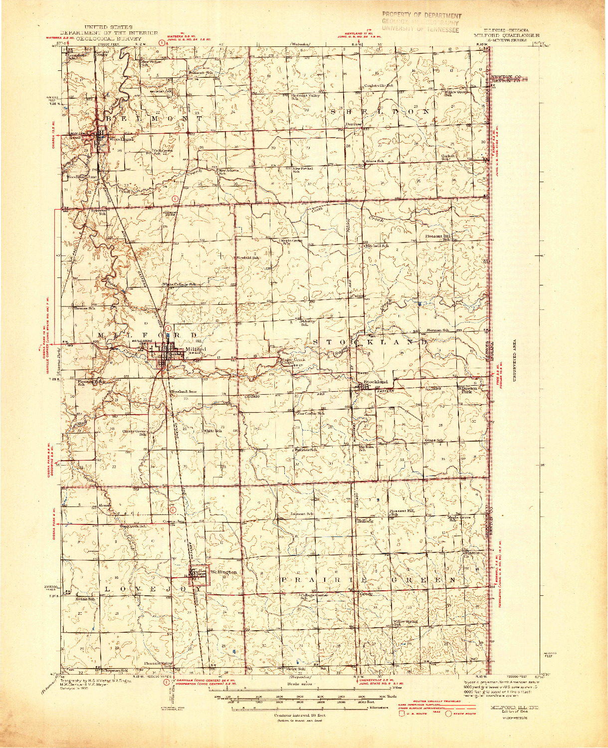 USGS 1:62500-SCALE QUADRANGLE FOR MILFORD, IL 1944