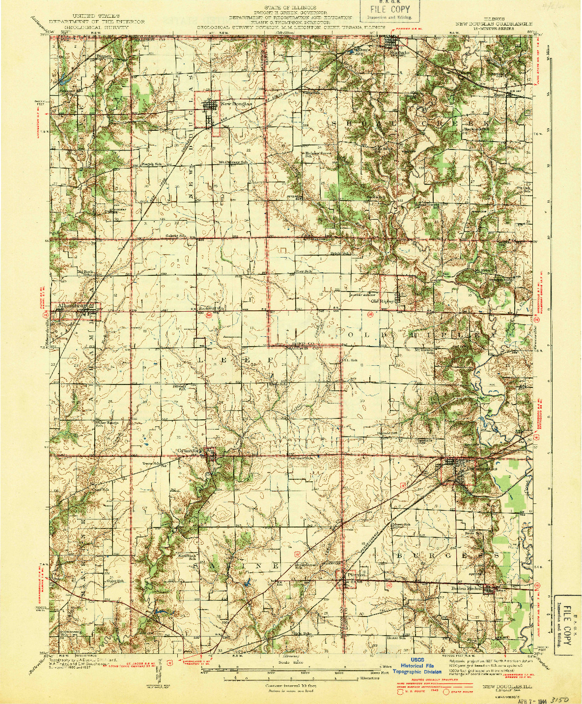 USGS 1:62500-SCALE QUADRANGLE FOR NEW DOUGLAS, IL 1944