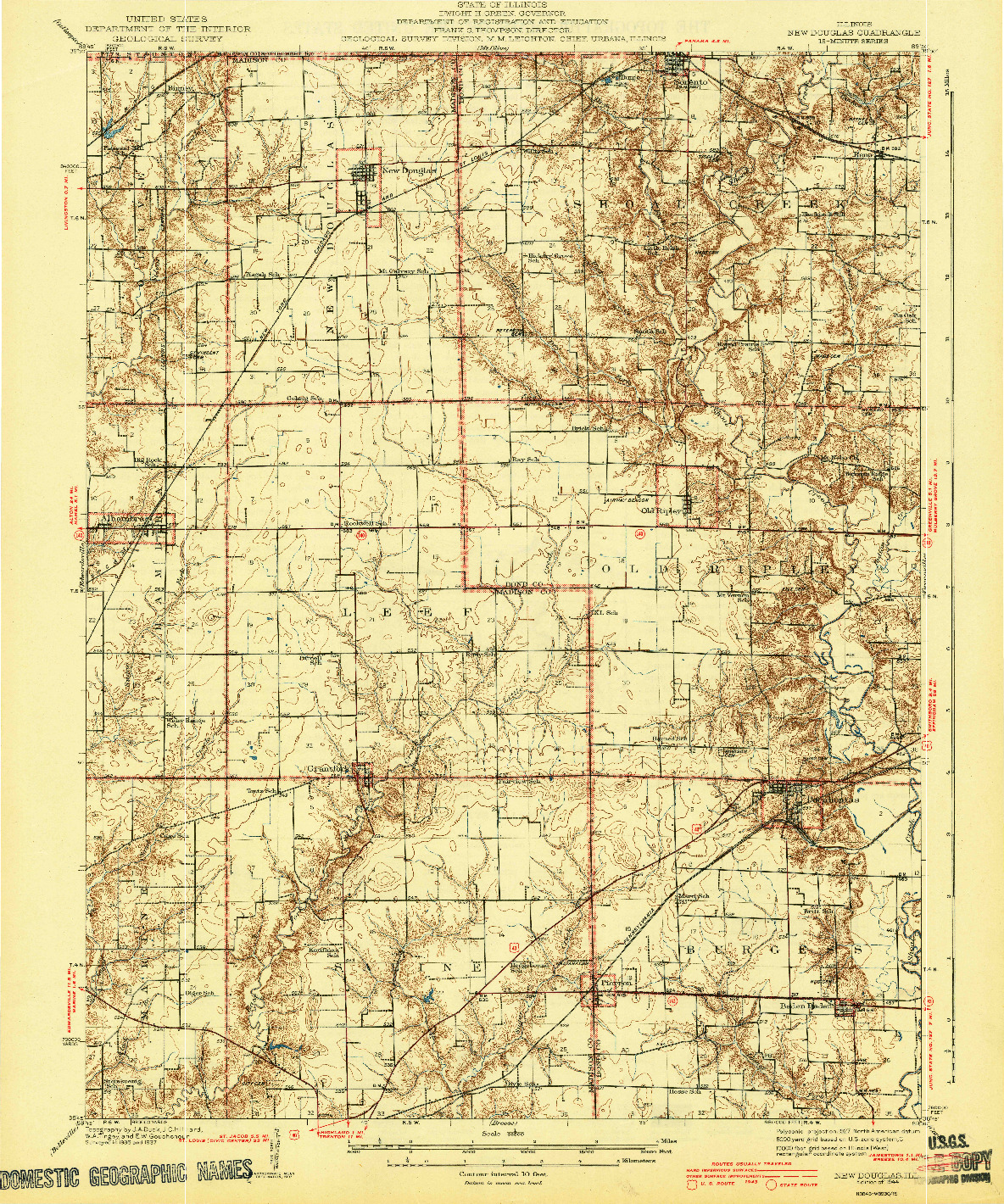 USGS 1:62500-SCALE QUADRANGLE FOR NEW DOUGLAS, IL 1944