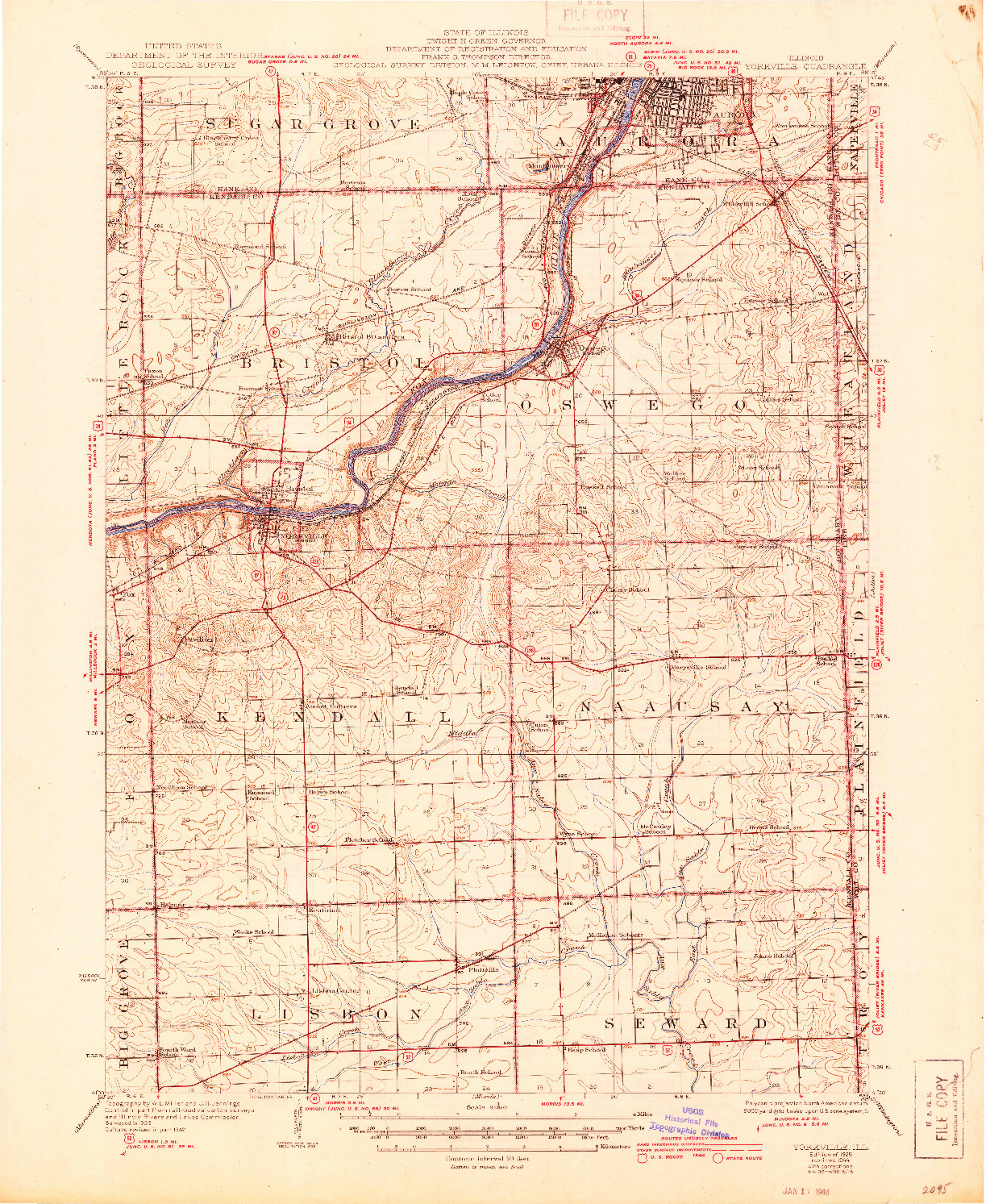 USGS 1:62500-SCALE QUADRANGLE FOR YORKVILLE, IL 1925