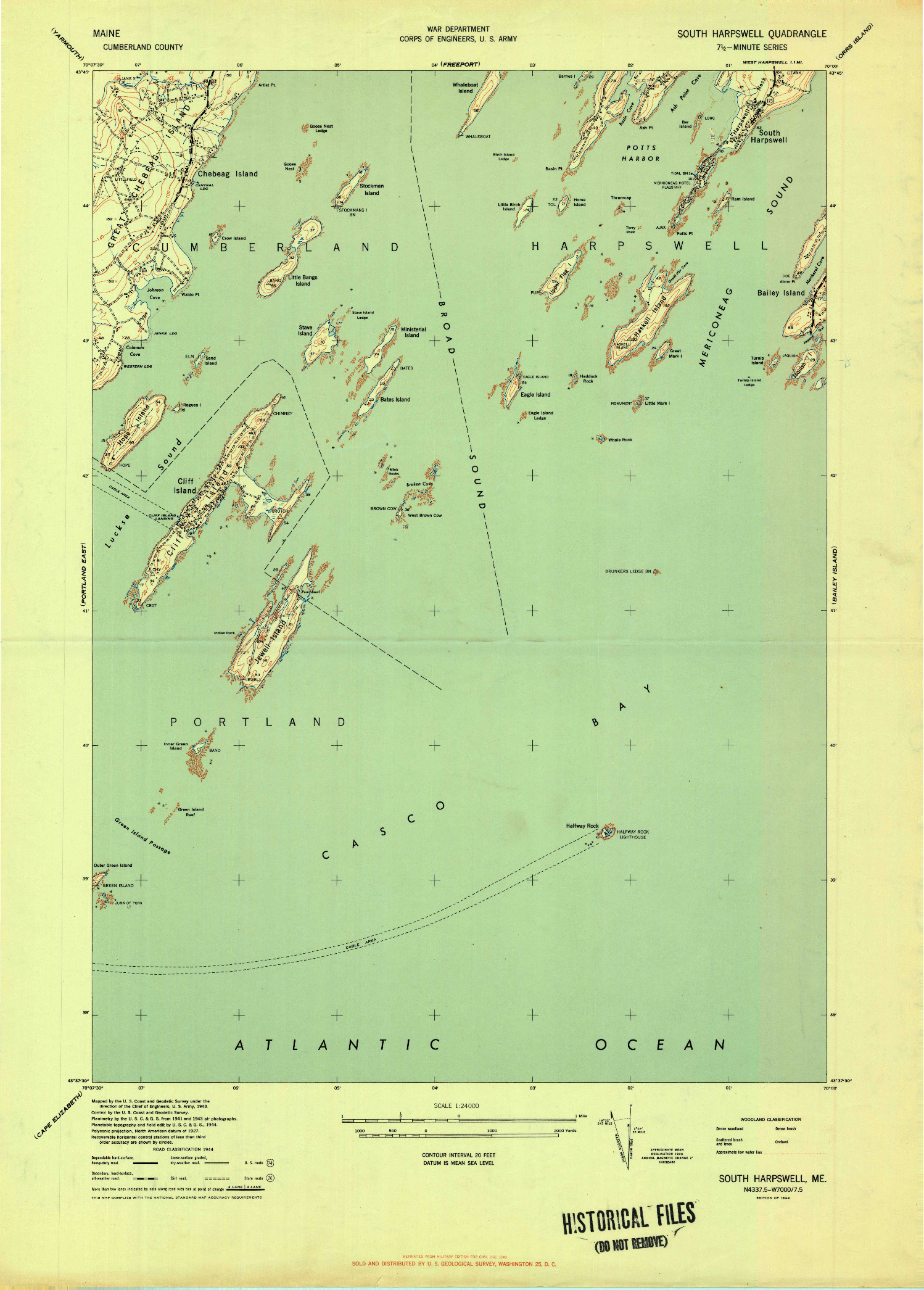 USGS 1:24000-SCALE QUADRANGLE FOR SOUTH HARPSWELL, ME 1944