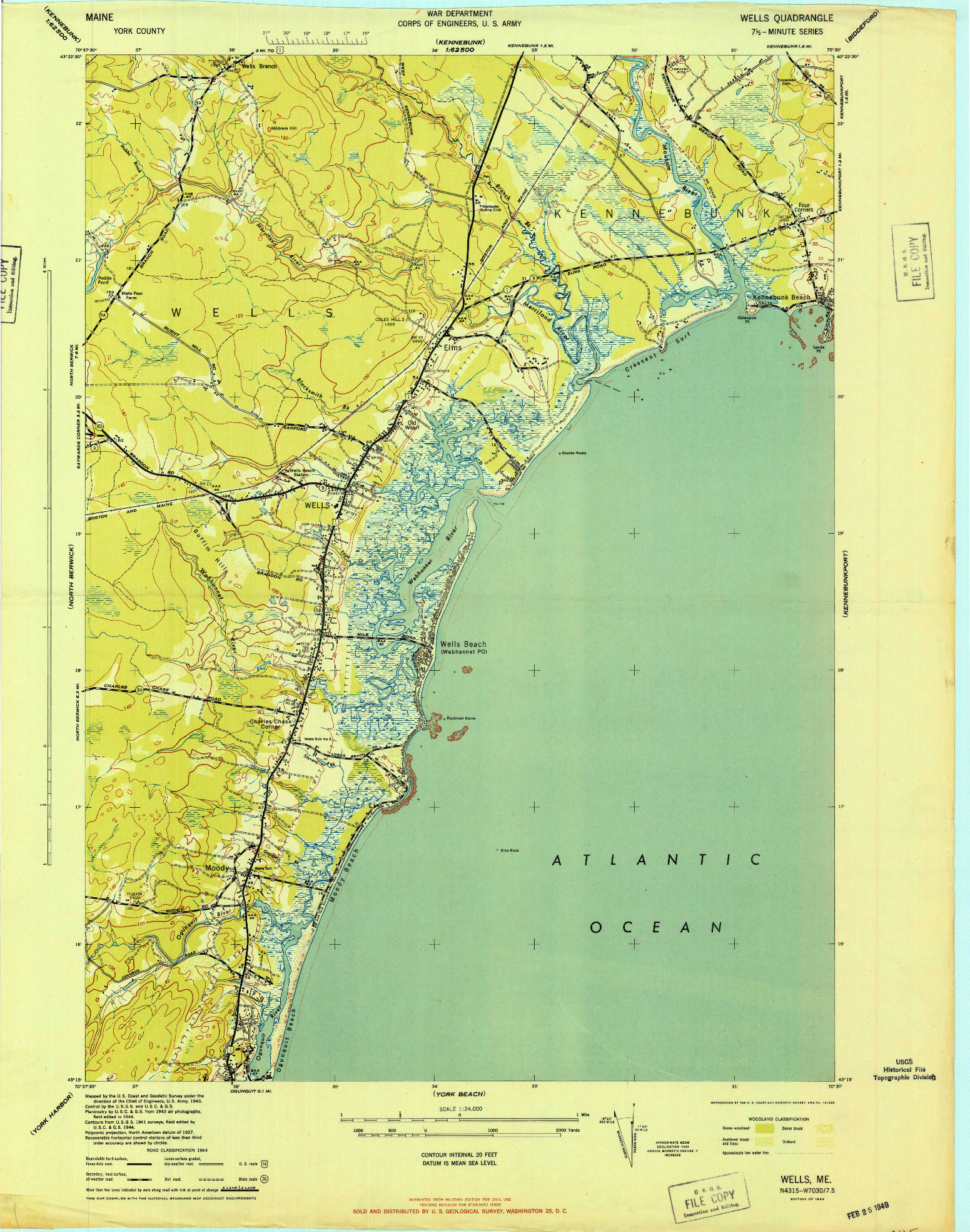 USGS 1:24000-SCALE QUADRANGLE FOR WELLS, ME 1944