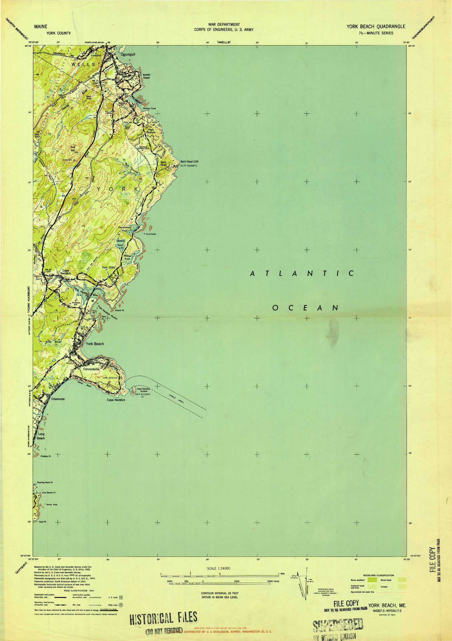 USGS 1:24000-SCALE QUADRANGLE FOR YORK BEACH, ME 1944