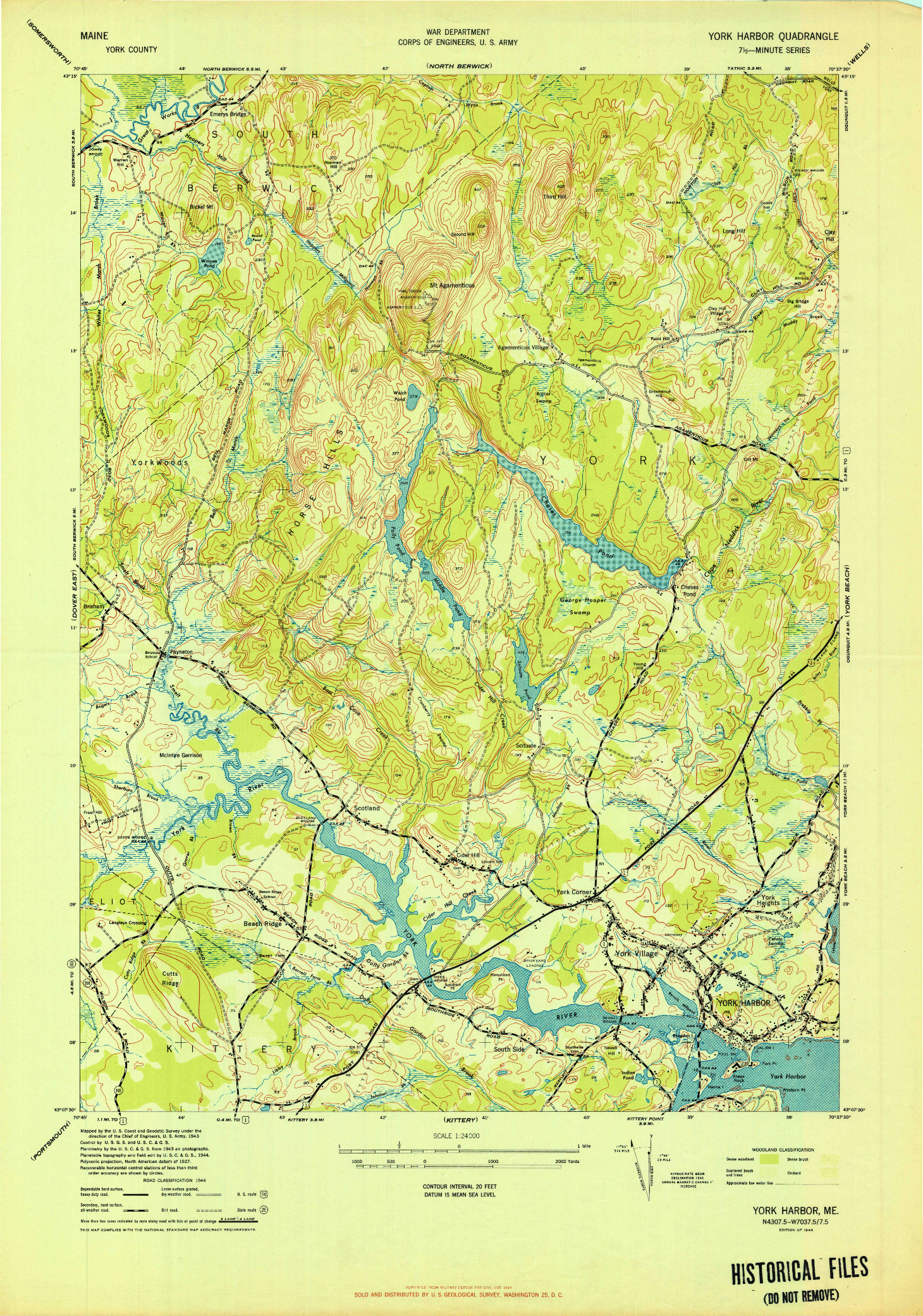 USGS 1:24000-SCALE QUADRANGLE FOR YORK HARBOR, ME 1944