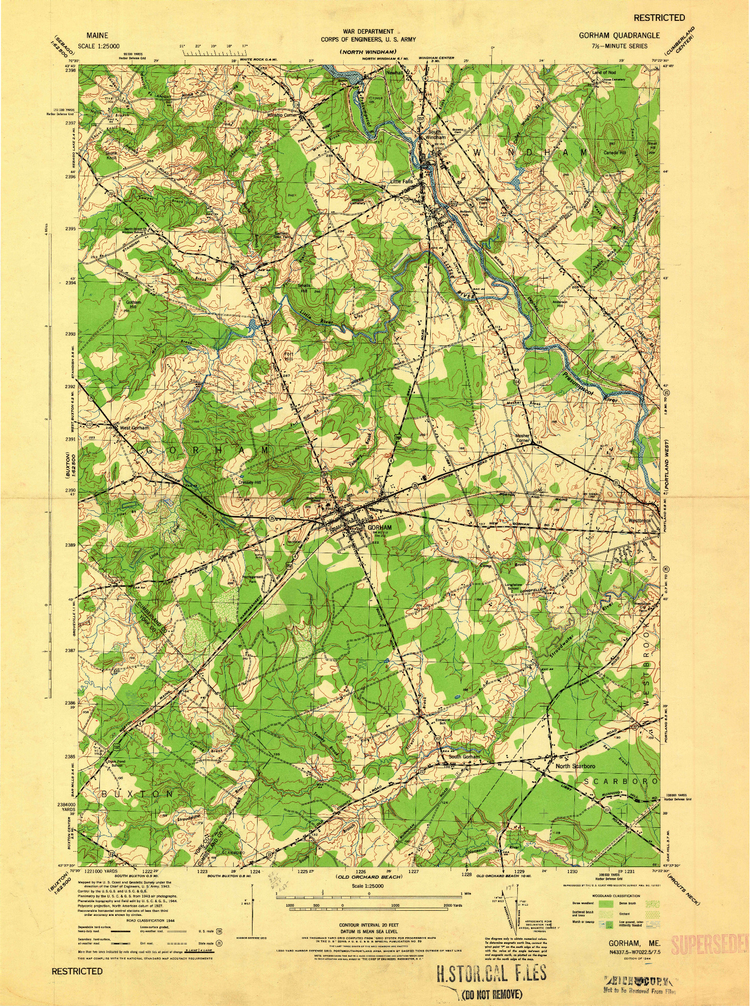 USGS 1:25000-SCALE QUADRANGLE FOR GORHAM, ME 1944