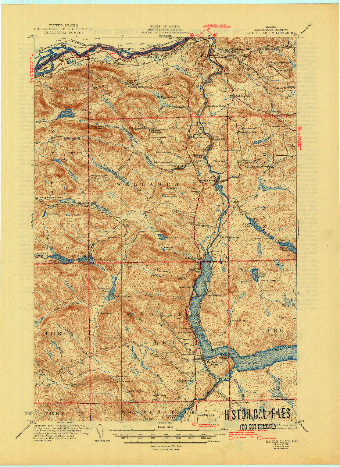 USGS 1:62500-SCALE QUADRANGLE FOR EAGLE LAKE, ME 1931