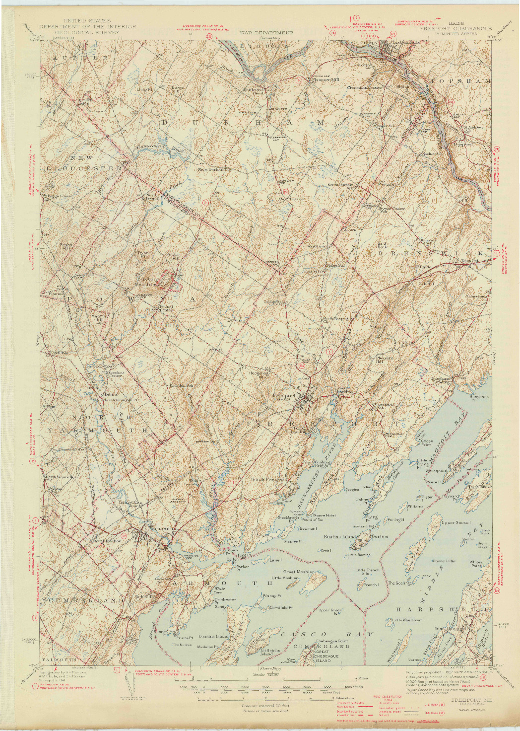 USGS 1:62500-SCALE QUADRANGLE FOR FREEPORT, ME 1944