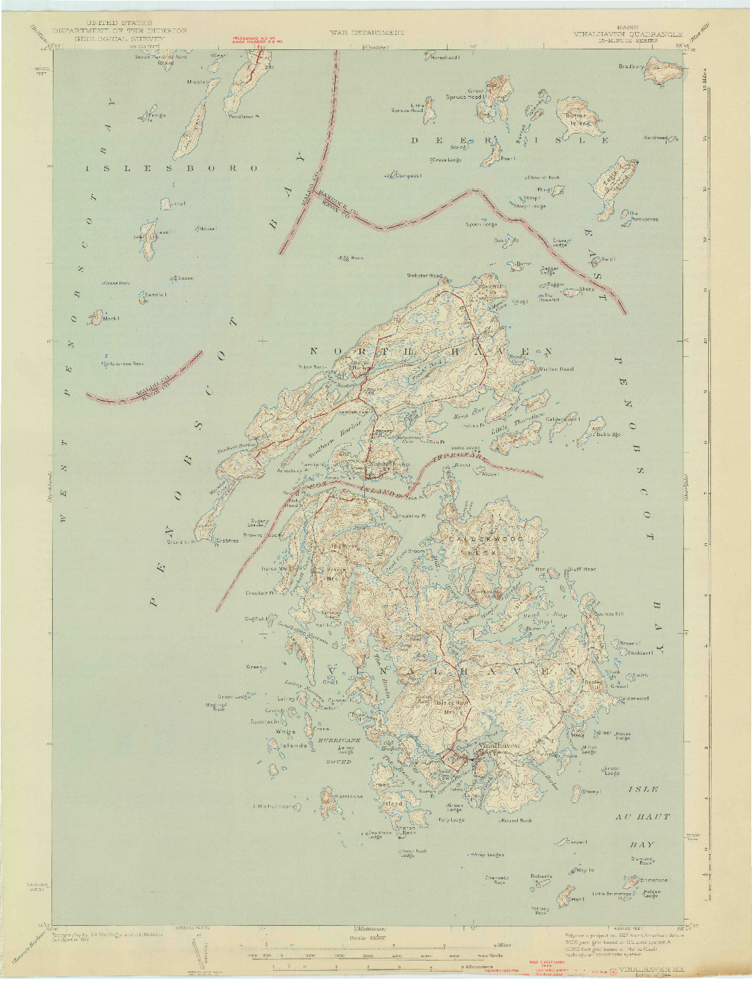 USGS 1:62500-SCALE QUADRANGLE FOR VINALHAVEN, ME 1944