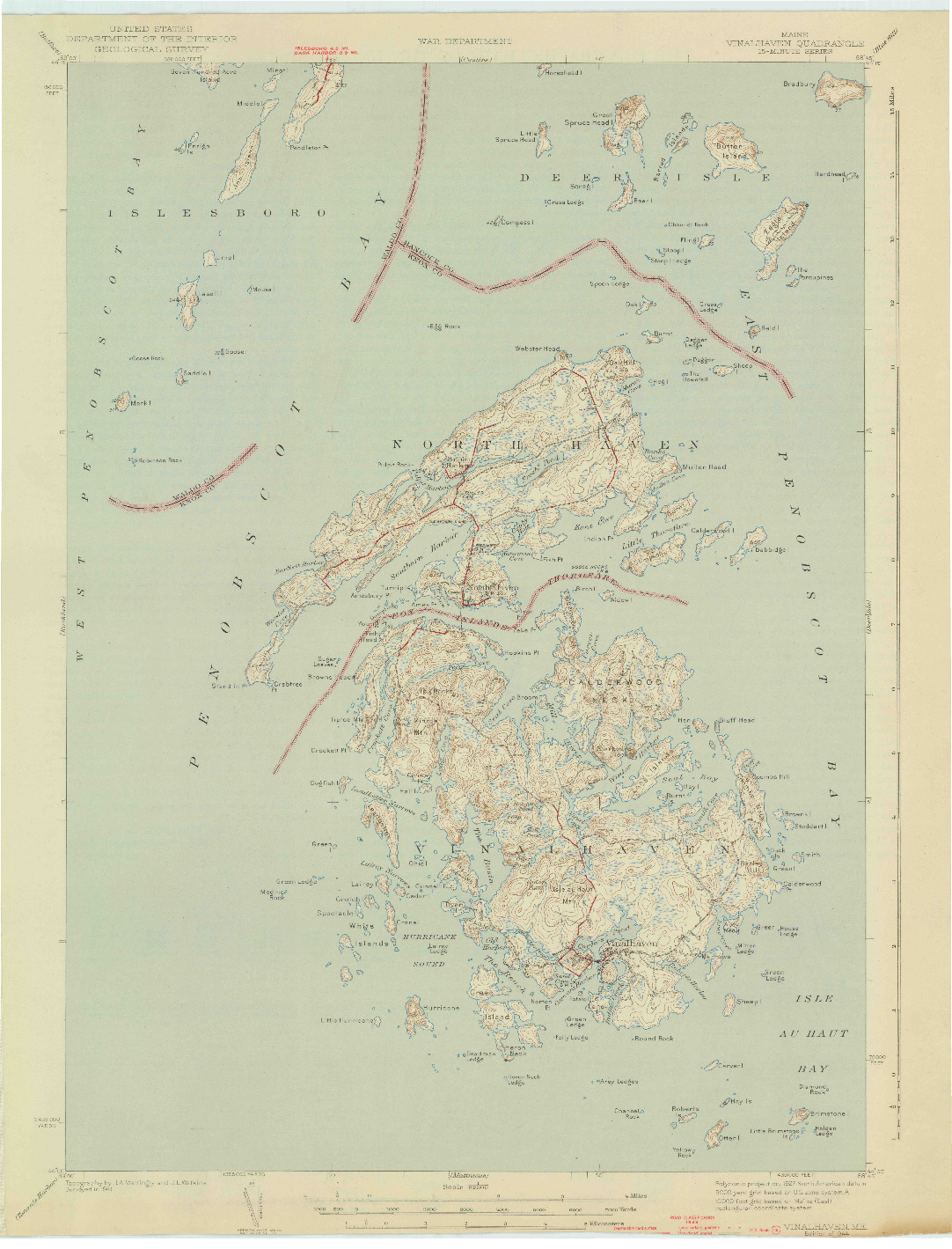 USGS 1:62500-SCALE QUADRANGLE FOR VINALHAVEN, ME 1944