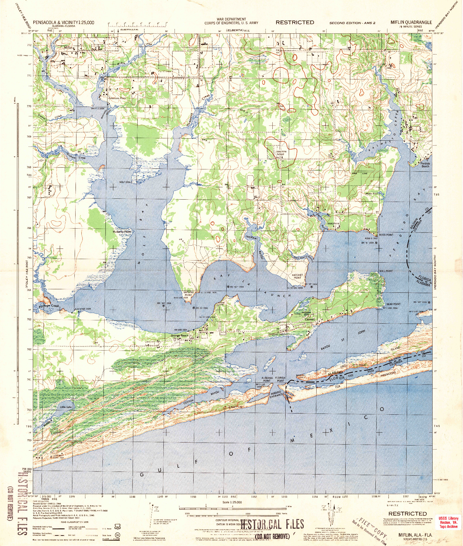 USGS 1:25000-SCALE QUADRANGLE FOR MIFLIN, AL 1944