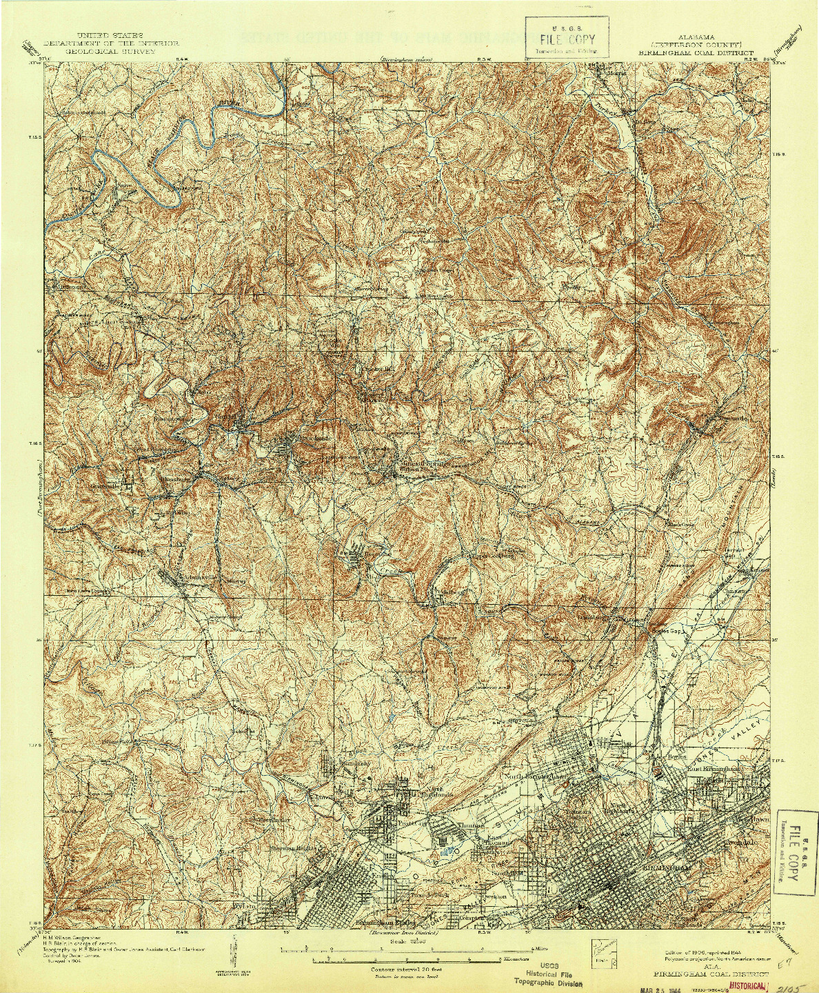USGS 1:62500-SCALE QUADRANGLE FOR BIRMINGHAM COAL DISTRICT, AL 1906