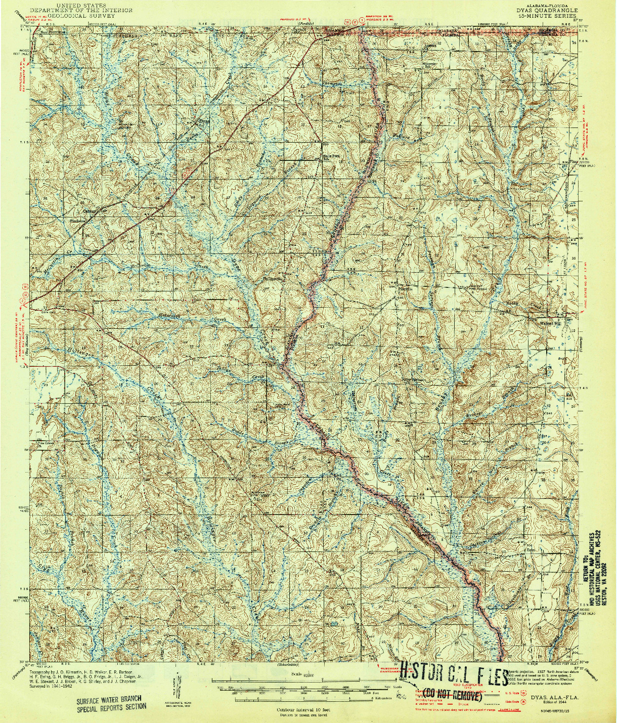 USGS 1:62500-SCALE QUADRANGLE FOR DYAS, AL 1944