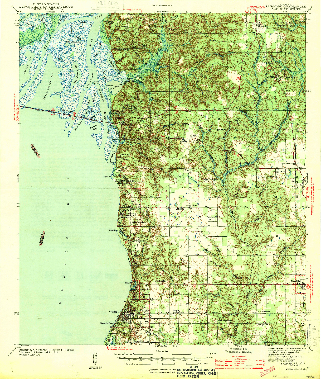 USGS 1:62500-SCALE QUADRANGLE FOR FAIRHOPE, AL 1944