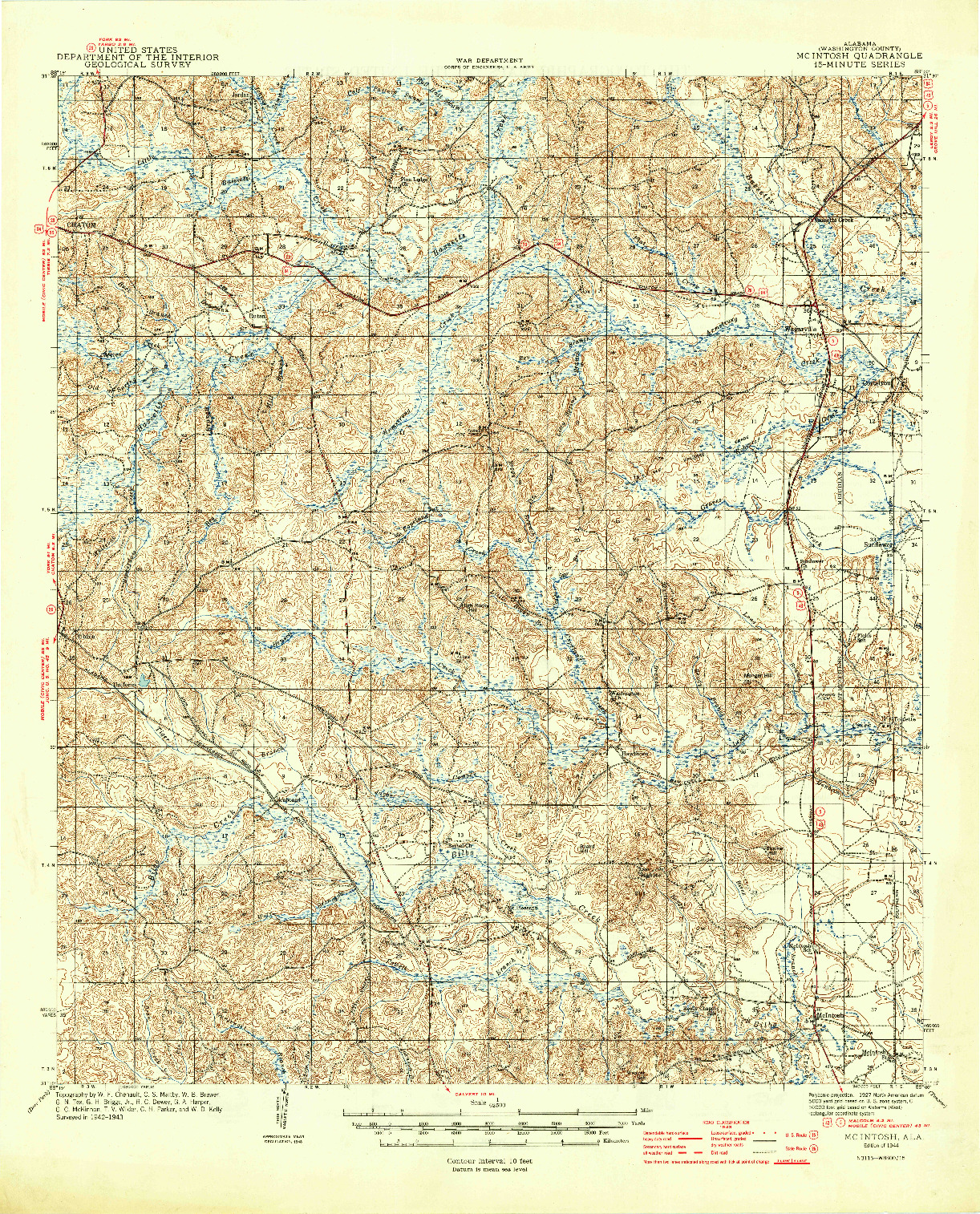USGS 1:62500-SCALE QUADRANGLE FOR MCINTOSH, AL 1944