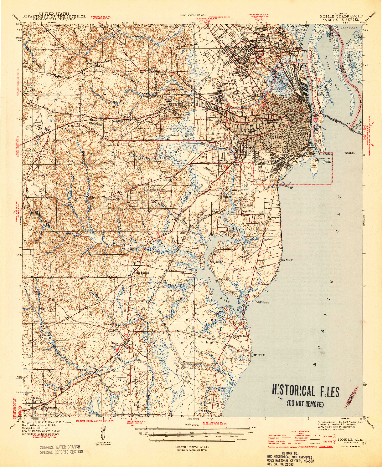 USGS 1:62500-SCALE QUADRANGLE FOR MOBILE, AL 1944