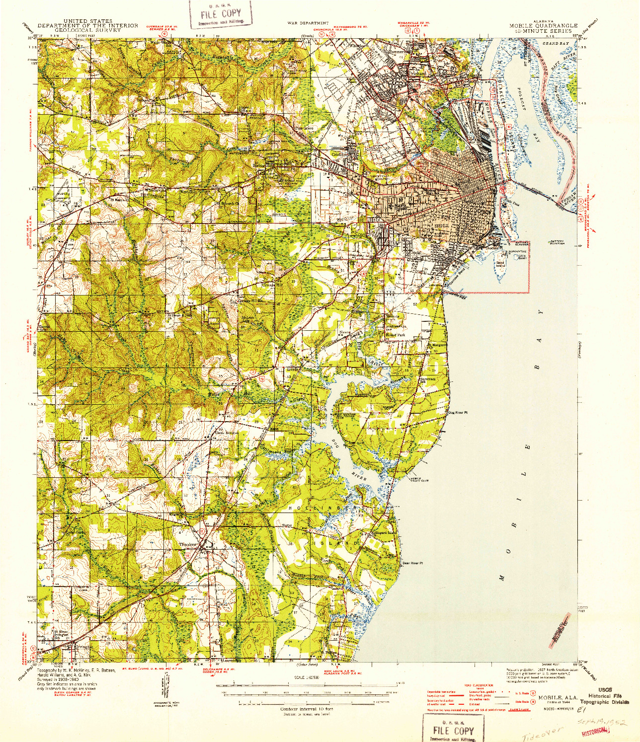 USGS 1:62500-SCALE QUADRANGLE FOR MOBILE, AL 1944