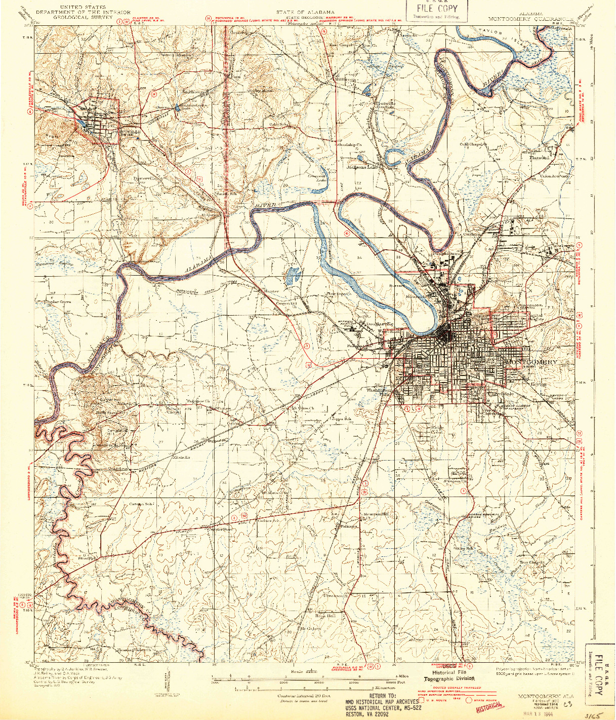 USGS 1:62500-SCALE QUADRANGLE FOR MONTGOMERY, AL 1930