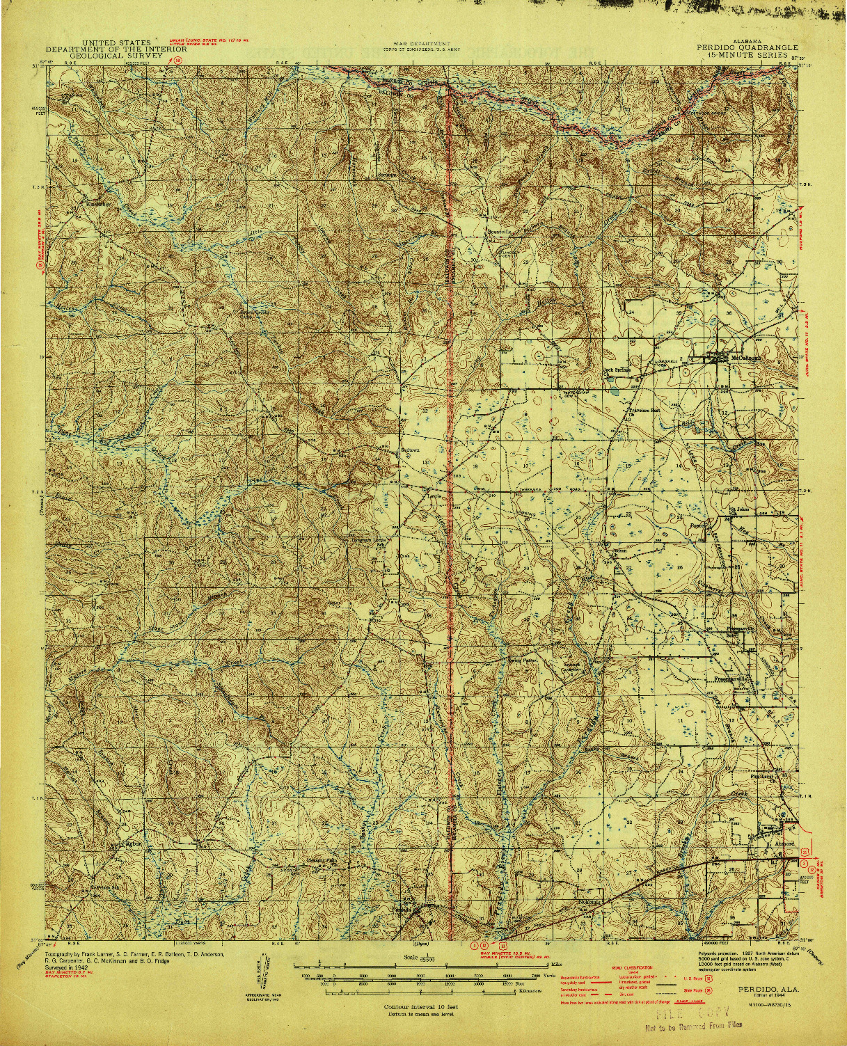 USGS 1:62500-SCALE QUADRANGLE FOR PERDIDO, AL 1944