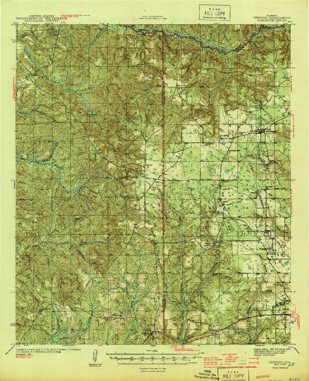 USGS 1:62500-SCALE QUADRANGLE FOR PERDIDO, AL 1944